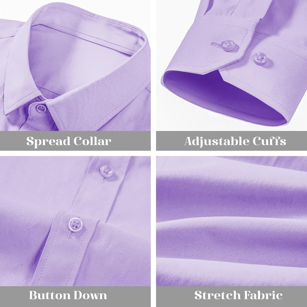BEILU Stretch Mens Slim Fit Dress Shirts Formal Long Sleeve Button Down Shirts