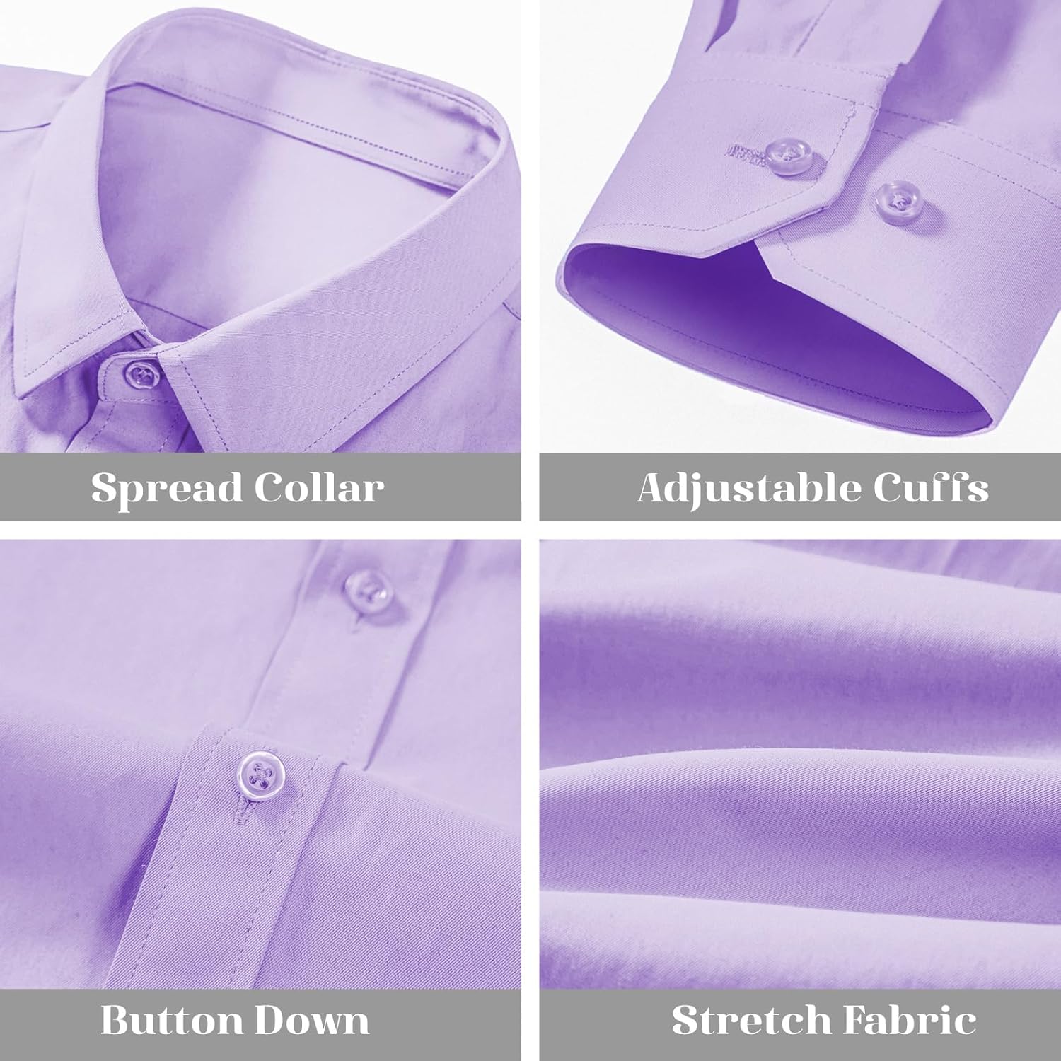 BEILU Stretch Mens Slim Fit Dress Shirts Formal Long Sleeve Button Down Shirts