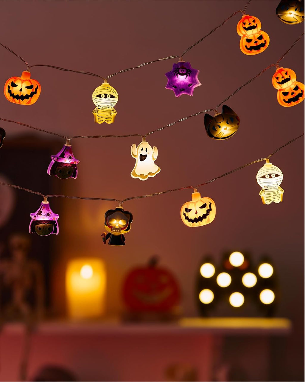 LOLStar Halloween String Lights Decorations, 9.8FT 20 LED Halloween Fairy Lights, Battery Operated (Not Included) with Timer Function and 8 Flashing Modes, Cute Booday Lights 2025 Home Indoor Decor