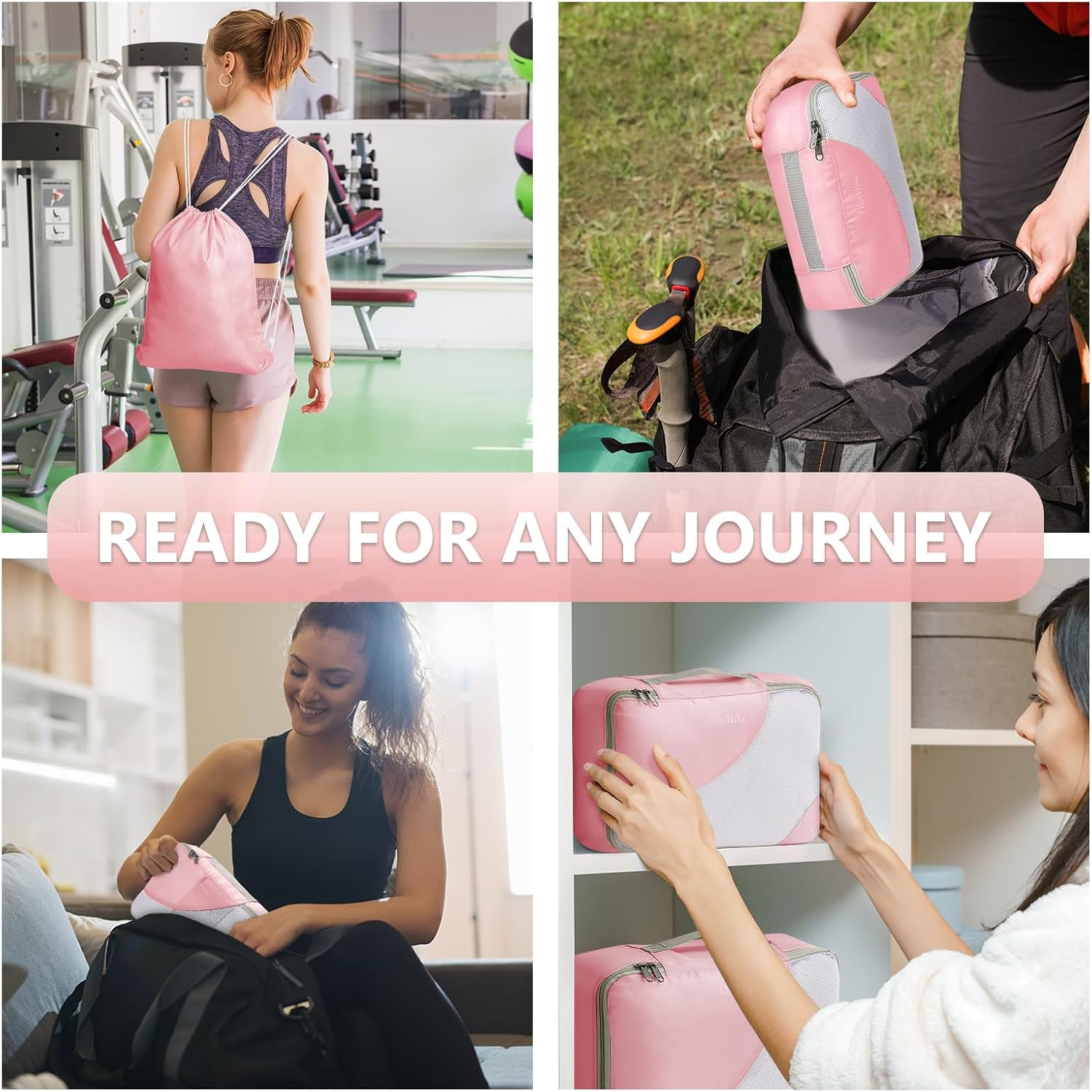 10 Set/8 Set Packing Cubes for Travel, Gifts for Women Mom,Anti-Tearing Suitcase Organizer for Luggage with Shoe & Hanging Toiletry Bag,OlarHike Vacation Essentials & Accessories for Cruise Ship,Cream