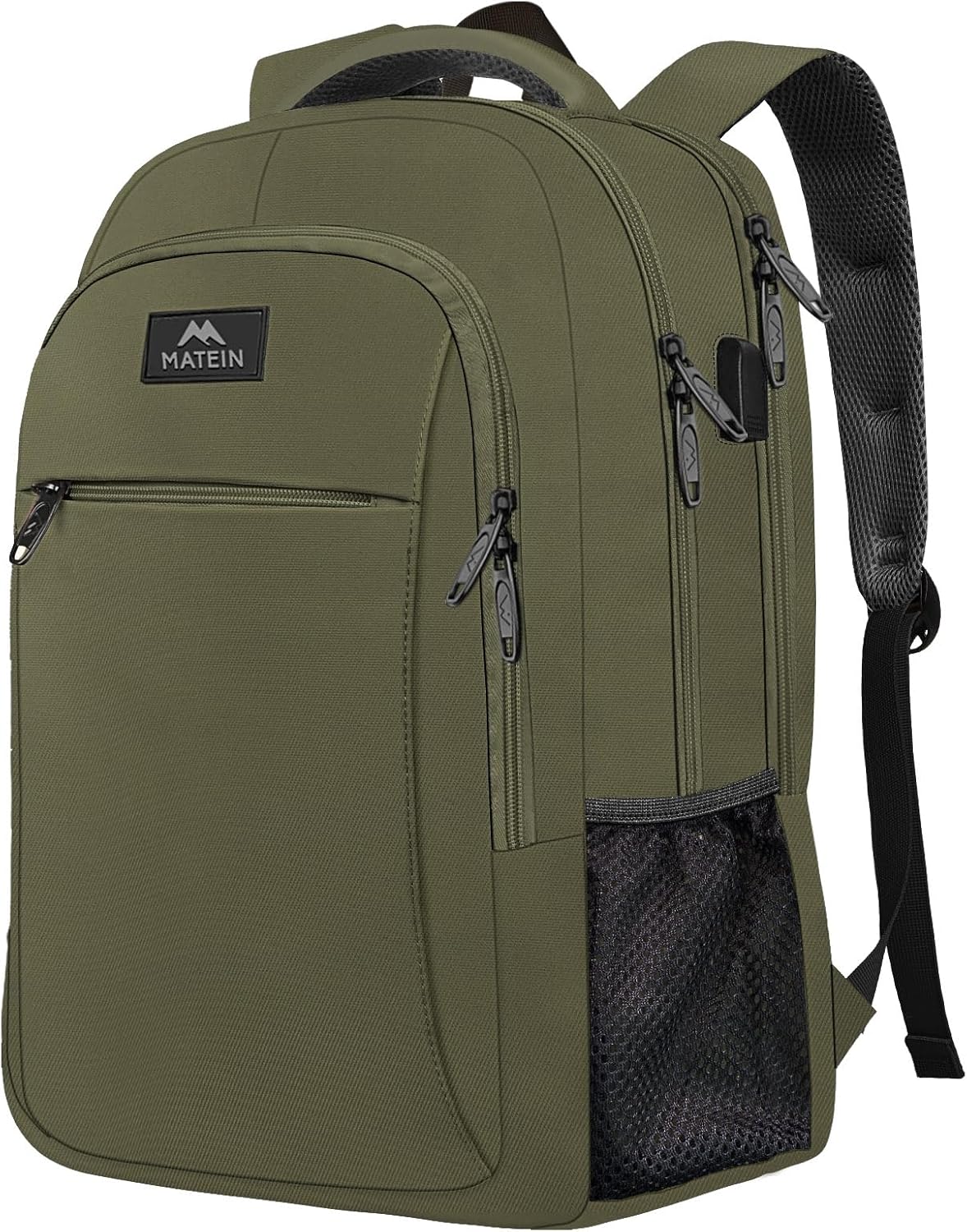 MATEIN Travel Laptop Backpack, Business Anti Theft Slim Sturdy Laptops Backpack with USB Charging Port, Water Resistant College School Computer Bag Gift for Men & Women Fits 15.6 Inch Notebook, Grey