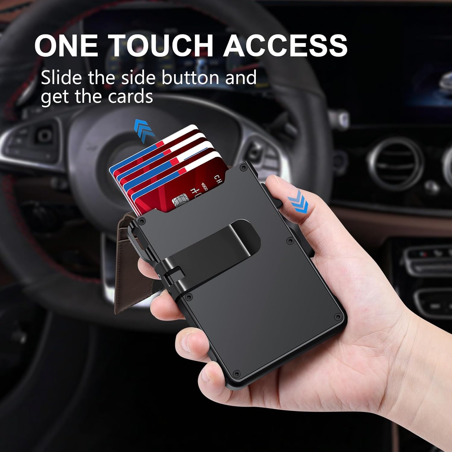 Airtag Wallet for Men, Mens Smart Wallet for Air Tag RFID Blocking, Minimalist Bifold Pop Up Aluminum Credit Card Case Holder 12+ Cards with ID Window, Gift for Men, No Airtag Included, Carbon Fiber