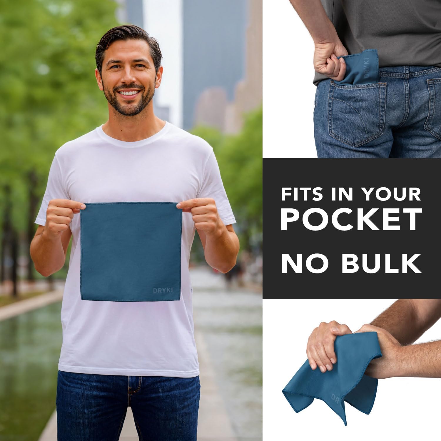 Sweat Absorbing Handkerchiefs - The Original Pocket-Sized Sweat Towels - Quick-Dry Microfiber Sweat Rags for Face, Hands, & Body - Men & Women - Gym, Sports, and Work (Black: 5 Pack)