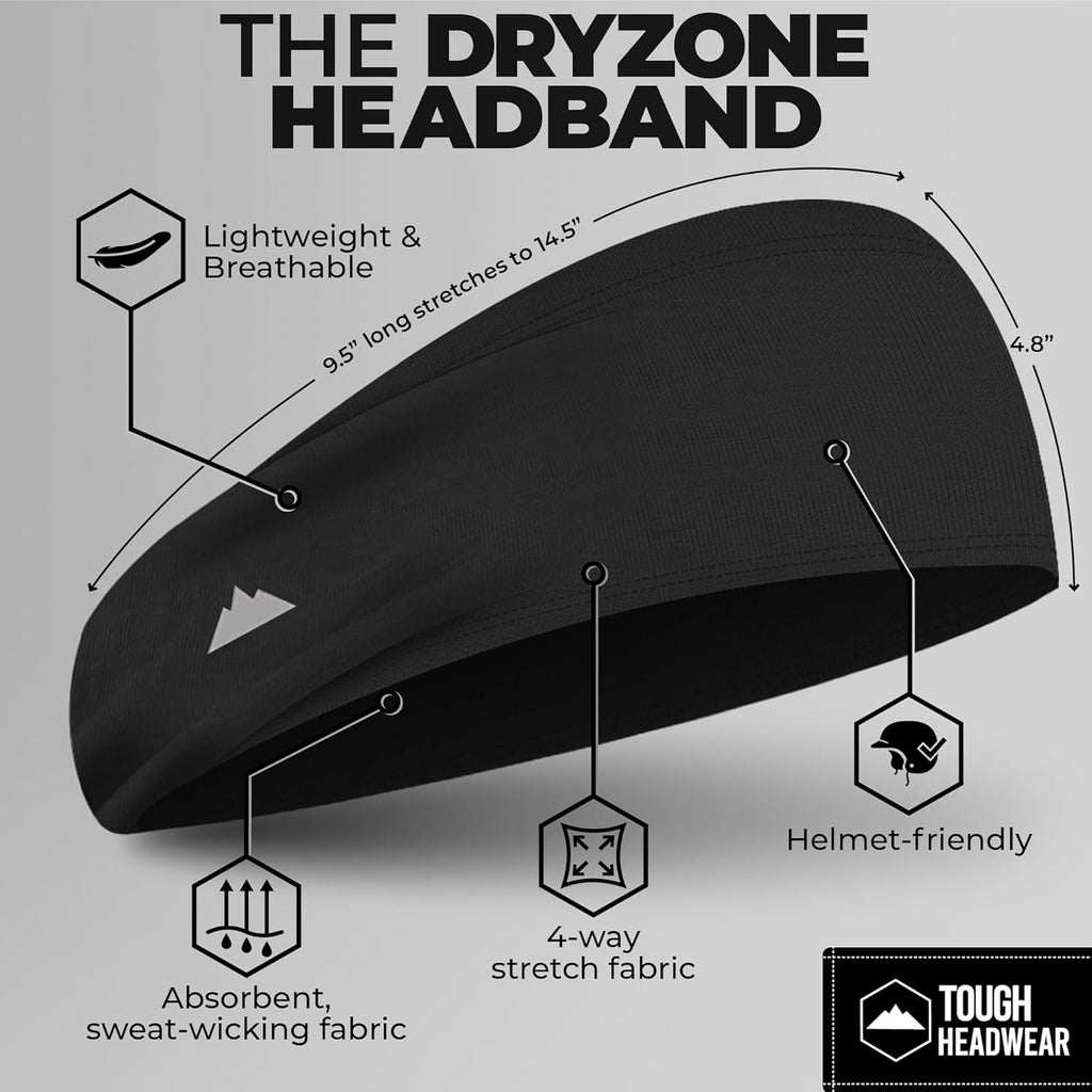 Tough Outfitters Headband for Men - Mens Headbands - Working Out Sports Performance Head Bands - Athletic Cycling Running Sweat Band, Football Headbands - Sweat Bands Men/Women