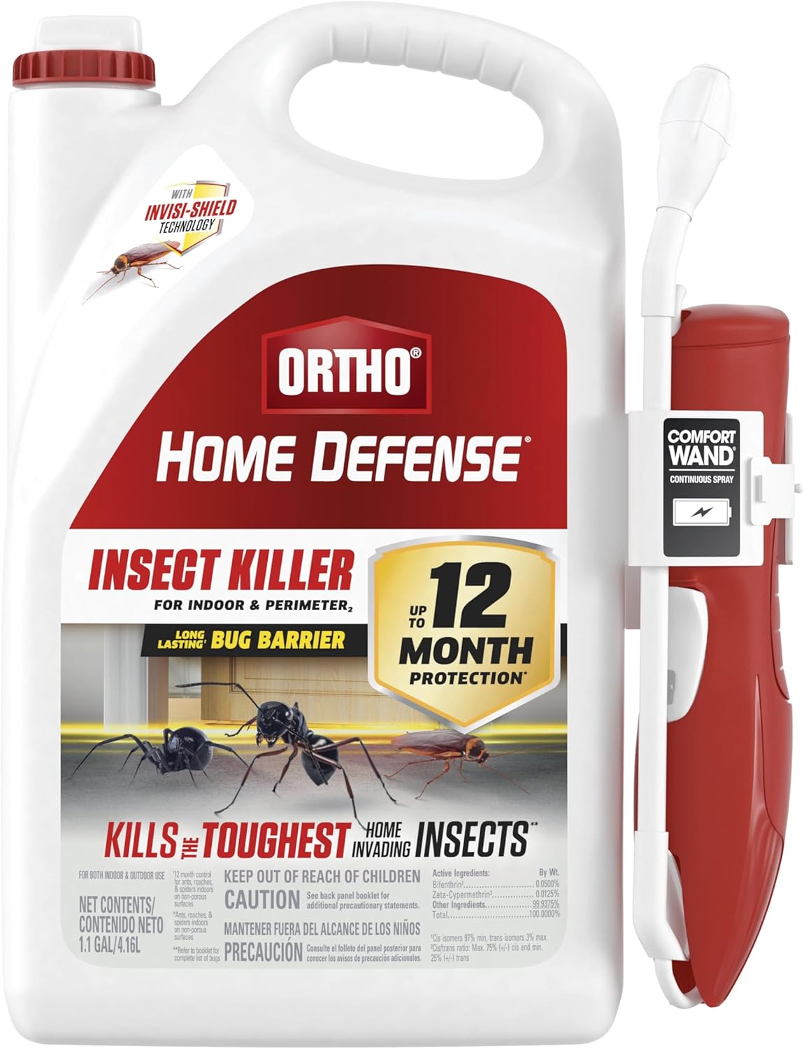 Ortho Home Defense Insect Killer for Indoor and Perimeter2 with Comfort Wand, Controls Ants, Roaches, Spiders and More, 1.33 gal