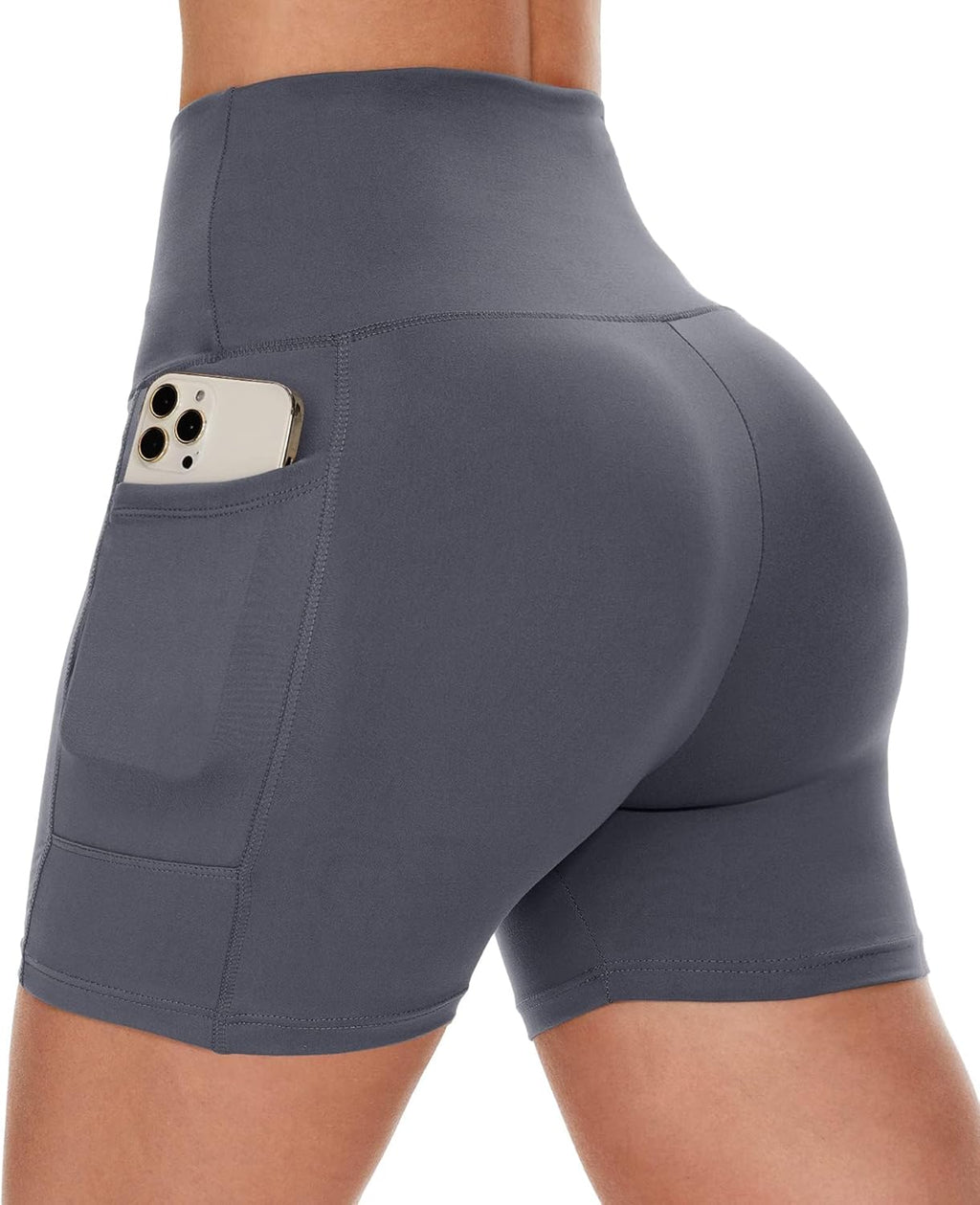 CAMPSNAIL Biker Shorts Women with Pockets - 3"/5"/8" High Waisted Workout Spandex Tummy Control Gym Running Yoga Shorts