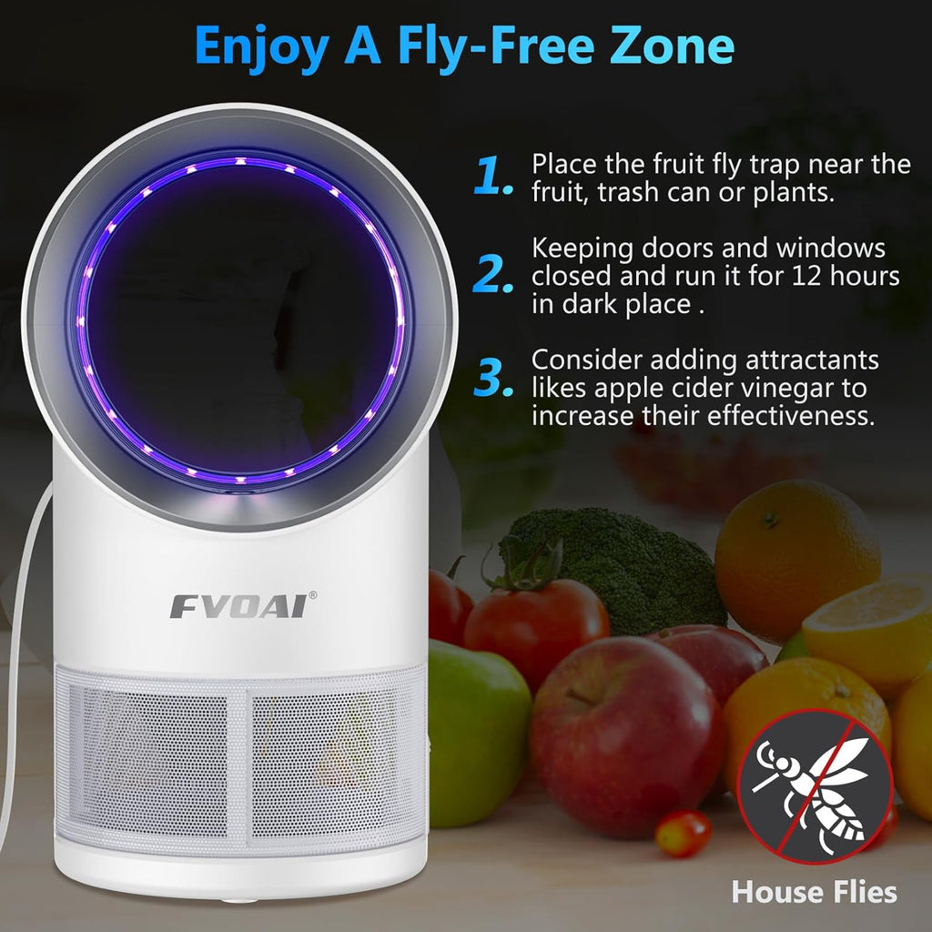 Fly Traps Indoor,Fruit Fly Trap for Indoors Mosquito Trap Indoor Insect Trap with Suction, Time Setting, Bug Light & 10 Pcs Sticky Glue Boards (Blue)