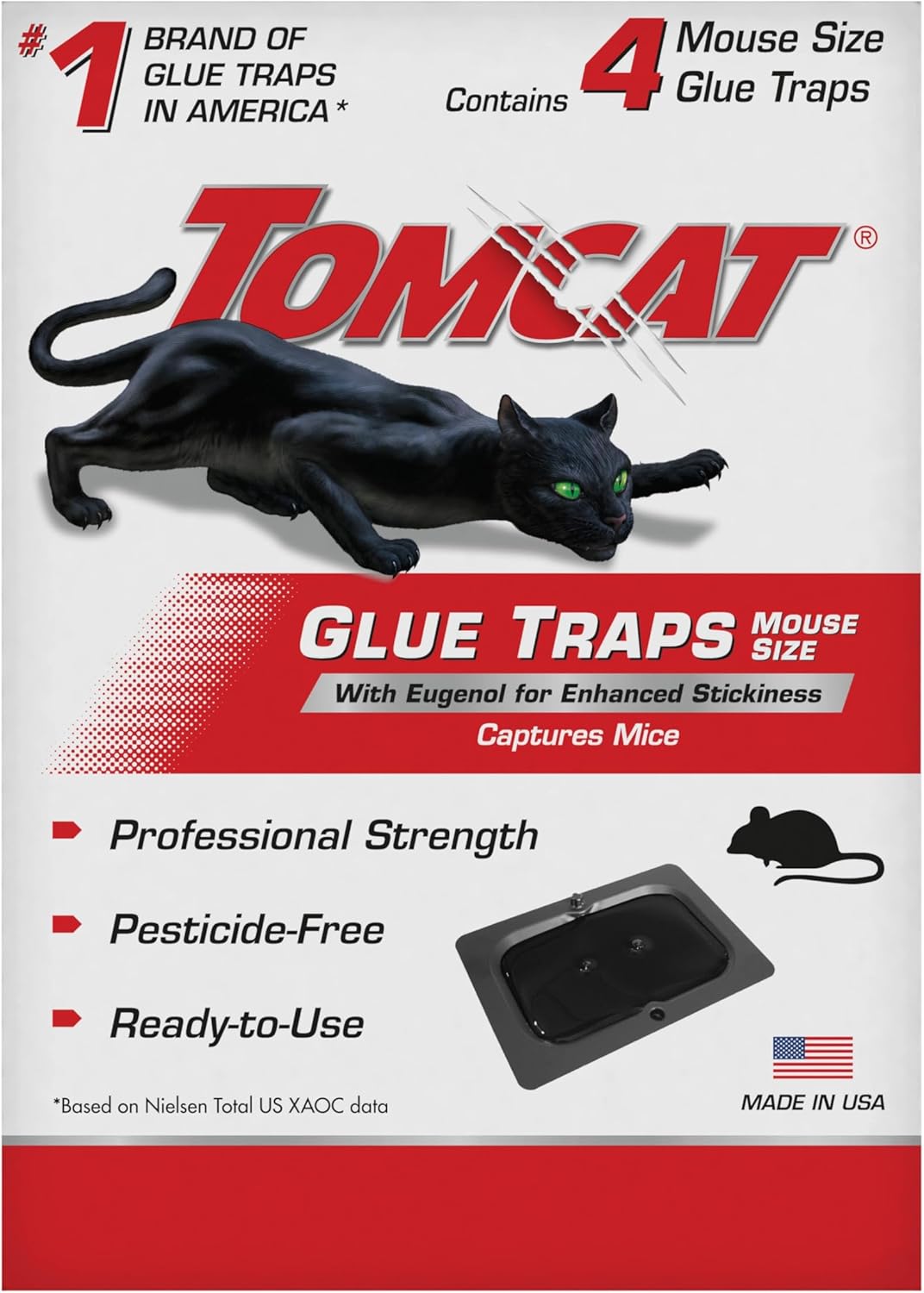 Tomcat Glue Traps Mouse Size with Eugenol for Enhanced Stickiness for Mice, Cockroaches, and Spiders, 6 Traps