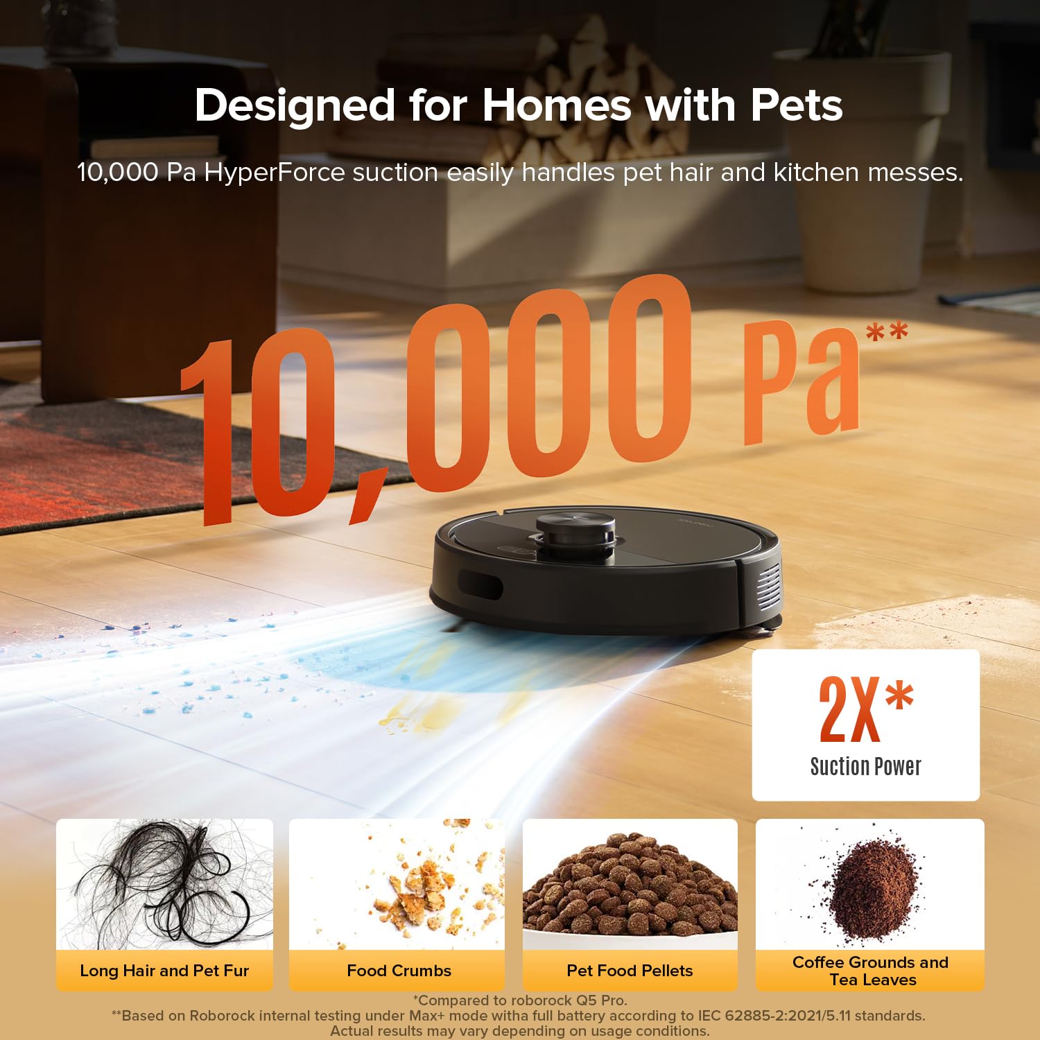 roborock Q7 M5+ Robot Vacuum and Mop, Upgraded from Q5 Max+, Up to 7-9 Weeks Self-Empty, 10000Pa Suction, Dual Anti-Tangle System for Pet Hair & Carpet, PreciSense LiDAR Navigation, App Control, Black