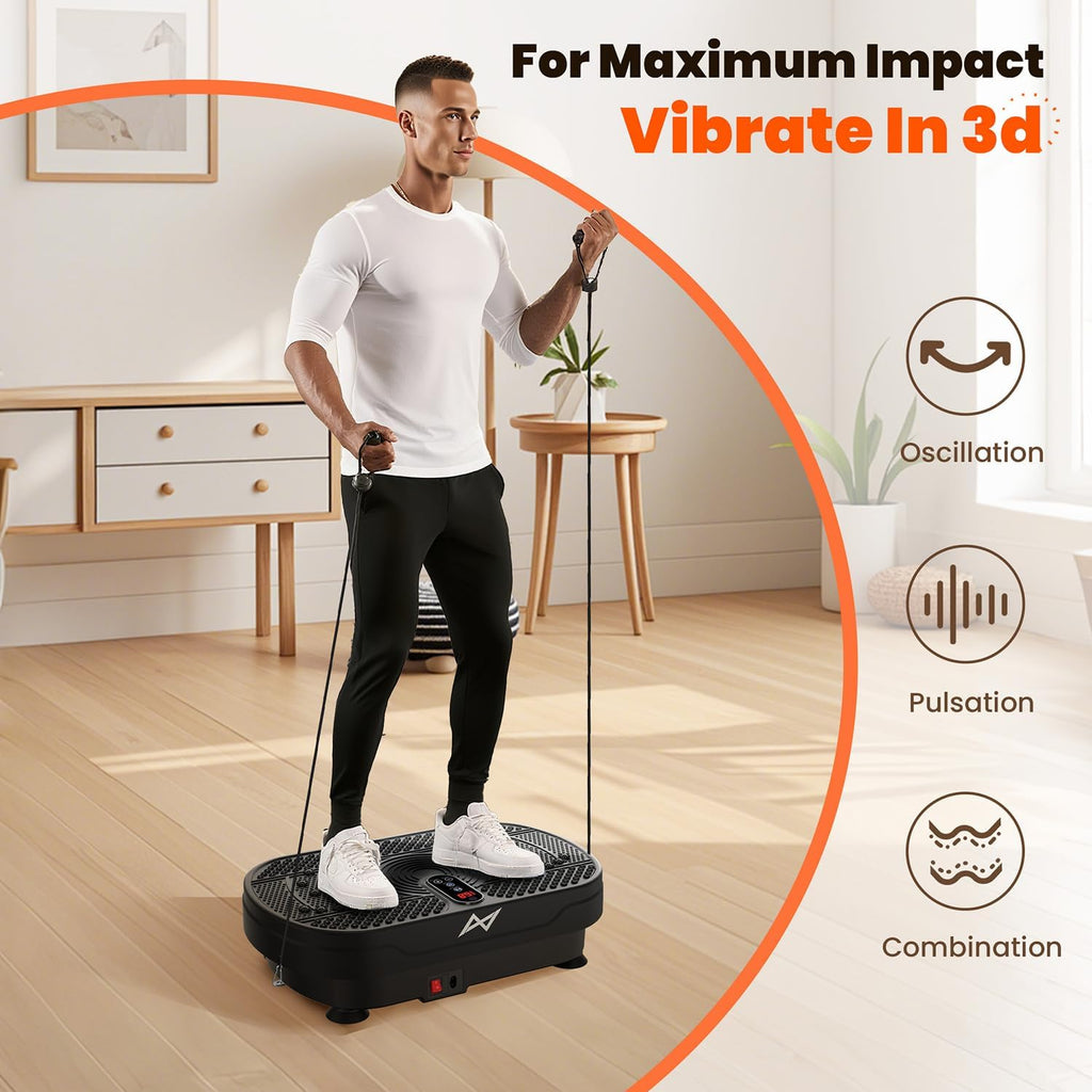 AXV Vibration Plate Fitness Platform Exercise Machine Vibrating Shaking Full Body Shaker Workout Vibrate Stand Shake Board Sport Gym for Weight Loss Fat Burner for Women Men