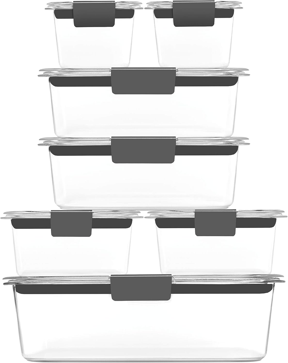 Rubbermaid Brilliance Food Storage Containers BPA Free Airtight Lids Ideal for Lunch Meal Prep & Leftovers Set of 5 (3.2 Cup)