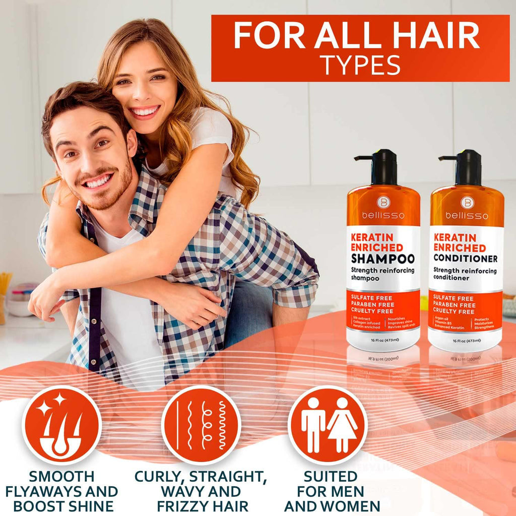 Biotin Shampoo and Conditioner Set - Sulfate and Paraben Free Treatment for Men and Women - Hair Thickening Volumizing Products to Help Boost Thinning Hair with Added Keratin