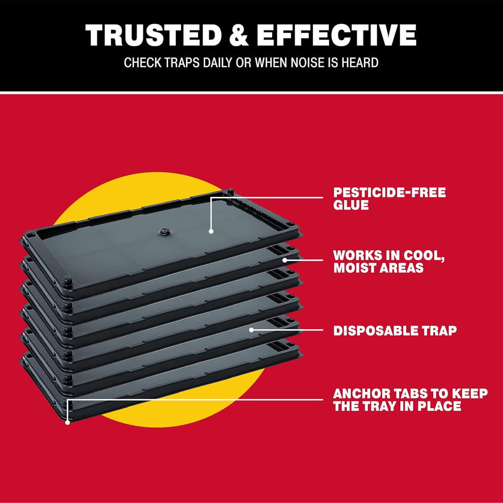 Catchmaster Rat, Snake and Mouse Traps 10Pk, Large Bulk Glue Rat Traps for Home, Adhesive Plastic Tray for Inside House, Snake, Mice, & Spider Catcher, Pest Control for House & Garage