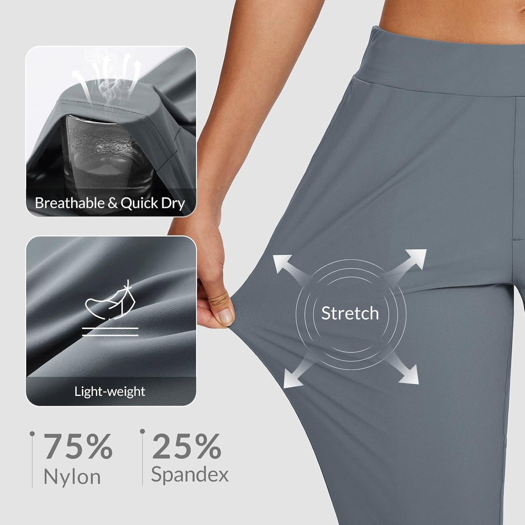 baleaf Womens Travel Pants Lightweight Stretch with Zipper Pockets Petite Ankle Dressy Golf Work Business Casual Slacks