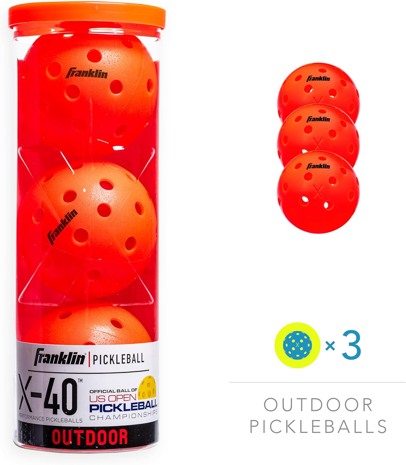 Franklin Sports X-40 Outdoor Pickleballs - Official Ball of USA Pickleball, APP Tour + US Open - Regulation Size
