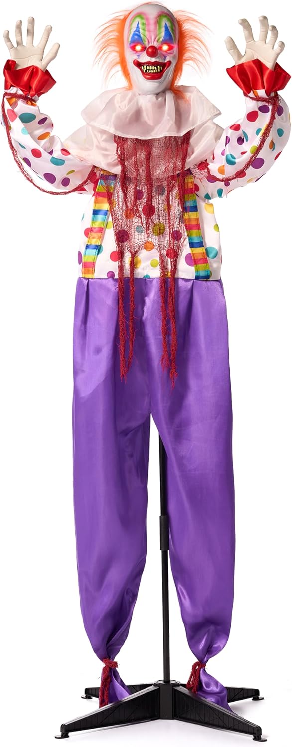 JOYIN 67" Halloween Decorations Outdoor Life Size Animatronics Grim Reaper with Chain, Sound-Actived Party Decor with Creepy Sound, Scary Haunted House Props for Garden Yard Lawn