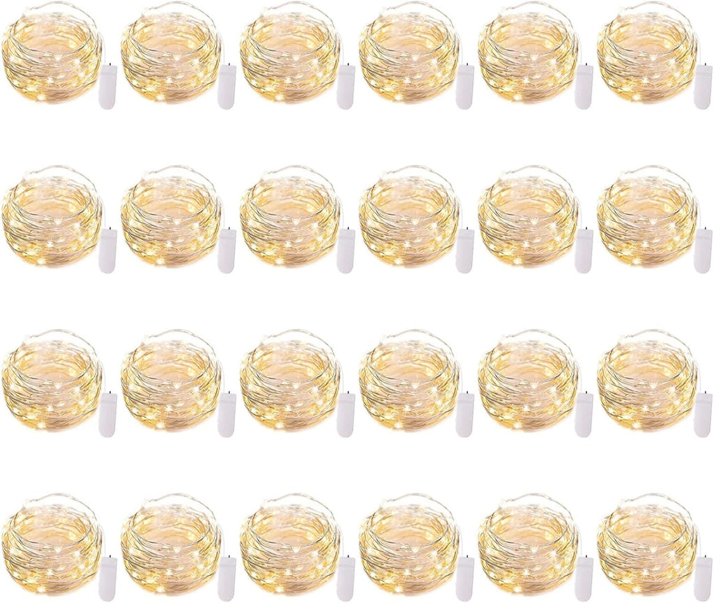 Brightown 12 Pack LED Fairy Lights Battery Operated String Lights - 7ft 20LED Waterproof Silver Wire Firefly Starry Moon Lights for DIY Crafts Wedding Table Centerpieces Party Bedroom Christmas