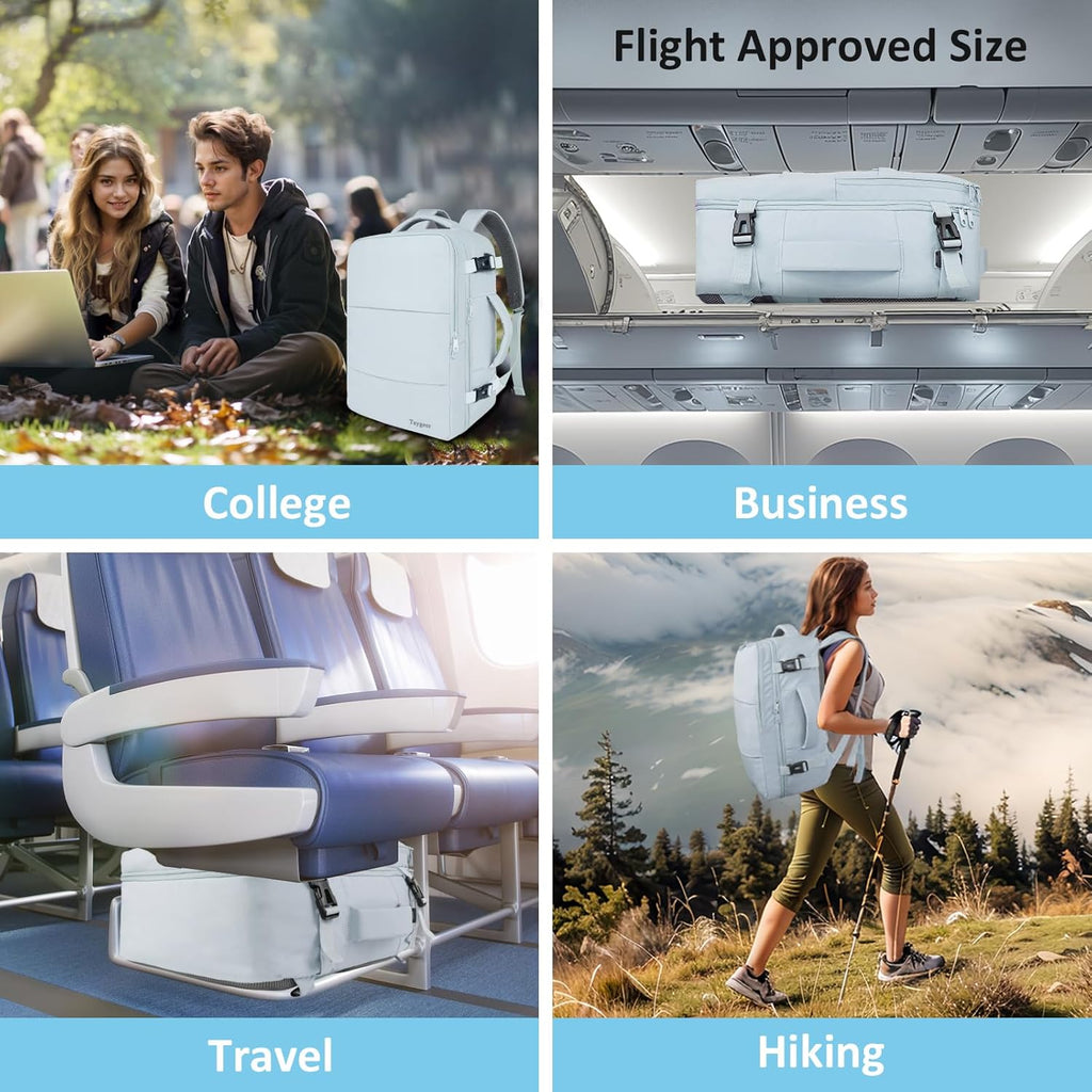 Taygeer Travel Backpack for Women, Carry On Backpack with USB Charging Port & Shoe Pouch, TSA 15.6inch Laptop Mochila Flight Approved, Nurse Bag Casual Daypack for Weekender Business Hiking, Pink