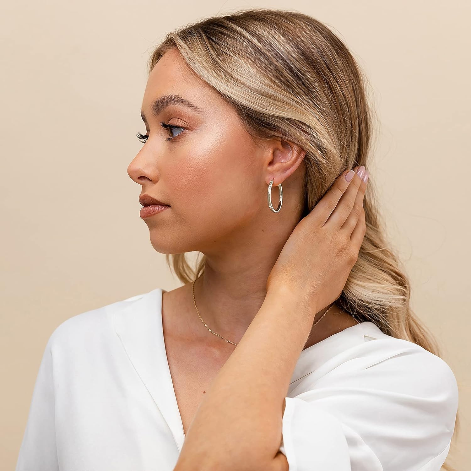 PAVOI 14K Gold Plated 925 Sterling Silver Post Lightweight Hoops | 20mm - 30mm Earring | Gold Hoop Earrings for Women