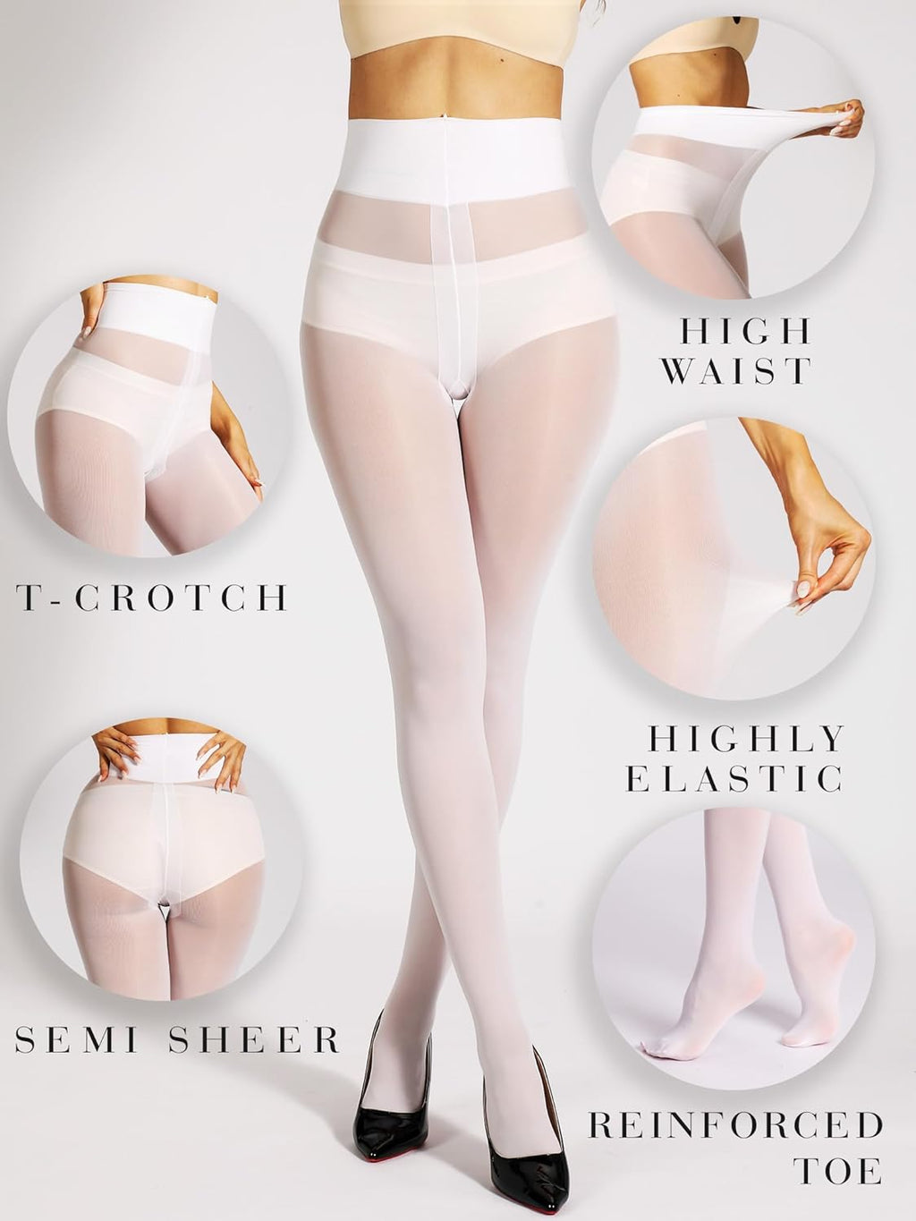 Unbelievable Durability Tights, Rip Resistant Pantyhose, 40D Semi Sheer High Waist T-Crotch Strong Tights for Women