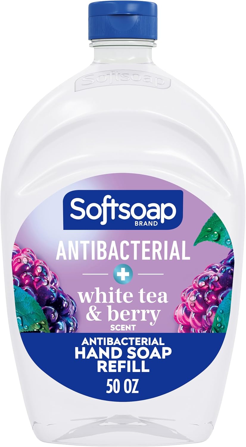 Softsoap Antibacterial Liquid Hand Soap Refill, White Tea & Berry Scented Hand Soap, 50 Ounce(Packaging May Vary)