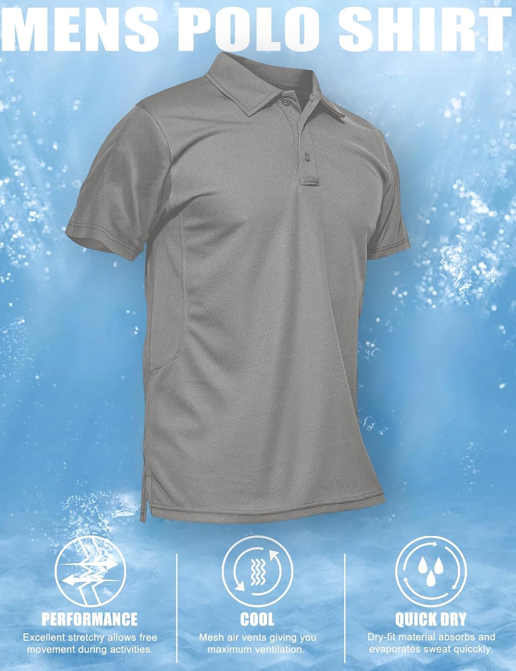 MAGCOMSEN Men's Polo Shirt Quick Dry Performance Short Sleeve Tactical Shirts Pique Jersey Golf Shirt