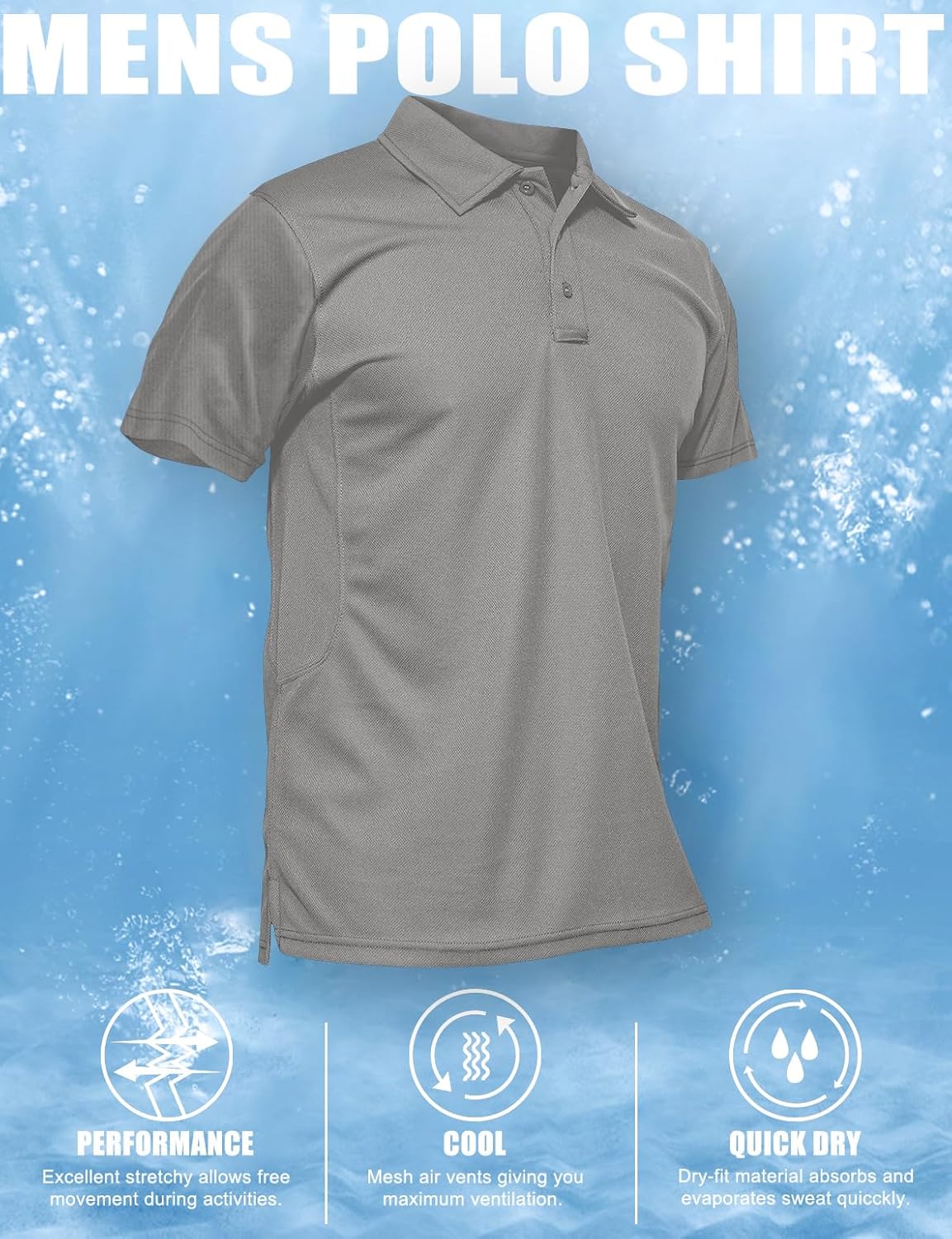 MAGCOMSEN Men's Polo Shirt Quick Dry Performance Short Sleeve Tactical Shirts Pique Jersey Golf Shirt