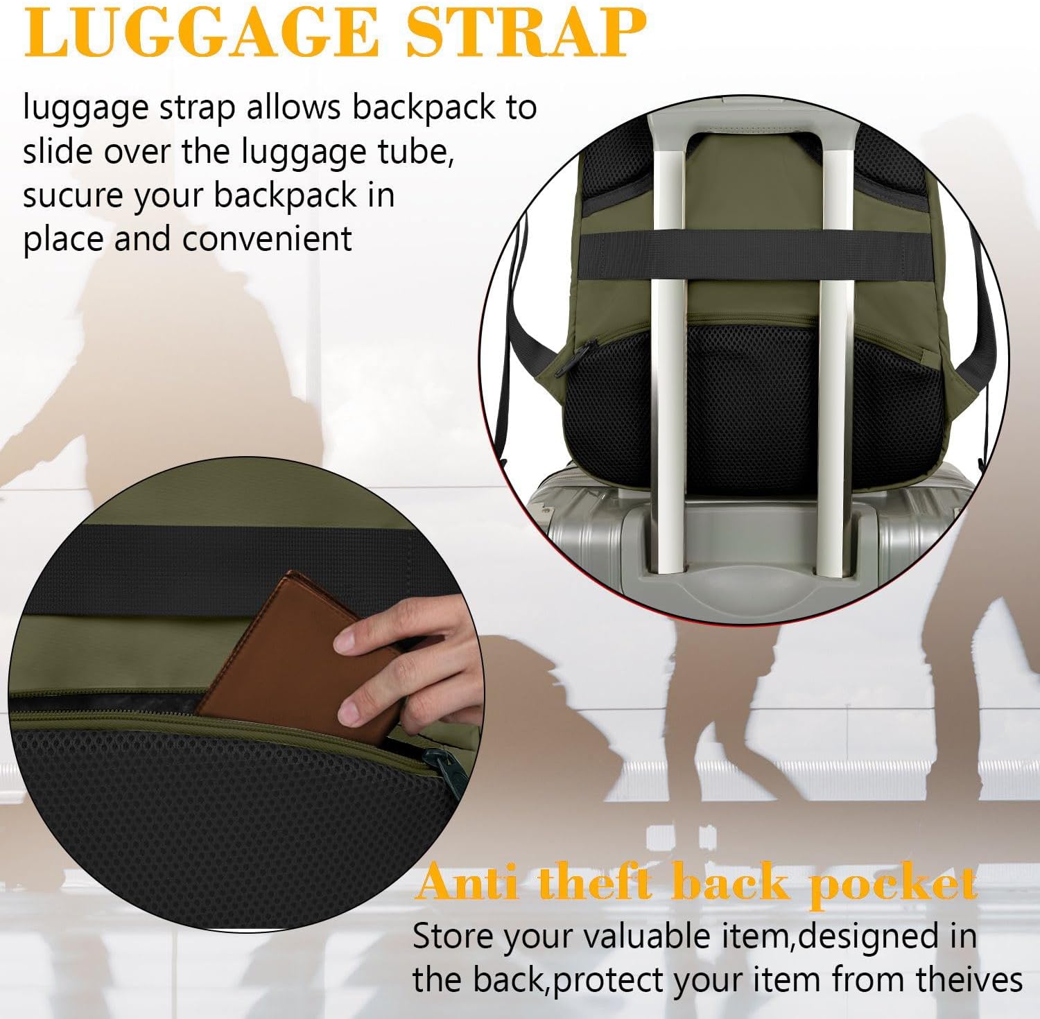 MATEIN Travel Laptop Backpack, Business Anti Theft Slim Sturdy Laptops Backpack with USB Charging Port, Water Resistant College School Computer Bag Gift for Men & Women Fits 15.6 Inch Notebook, Grey