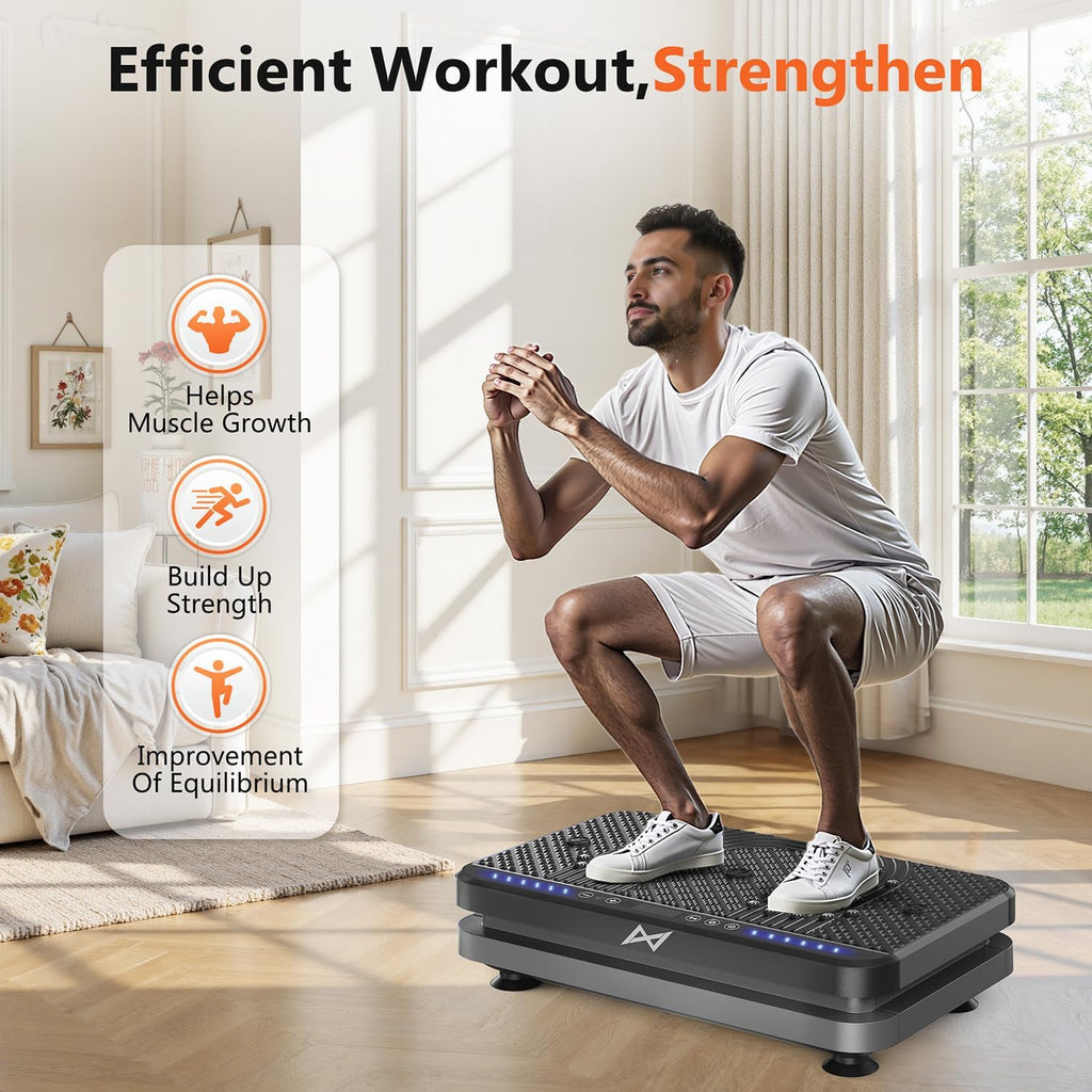 AXV Vibration Plate Fitness Platform Exercise Machine Vibrating Shaking Full Body Shaker Workout Vibrate Stand Shake Board Sport Gym for Weight Loss Fat Burner for Women Men