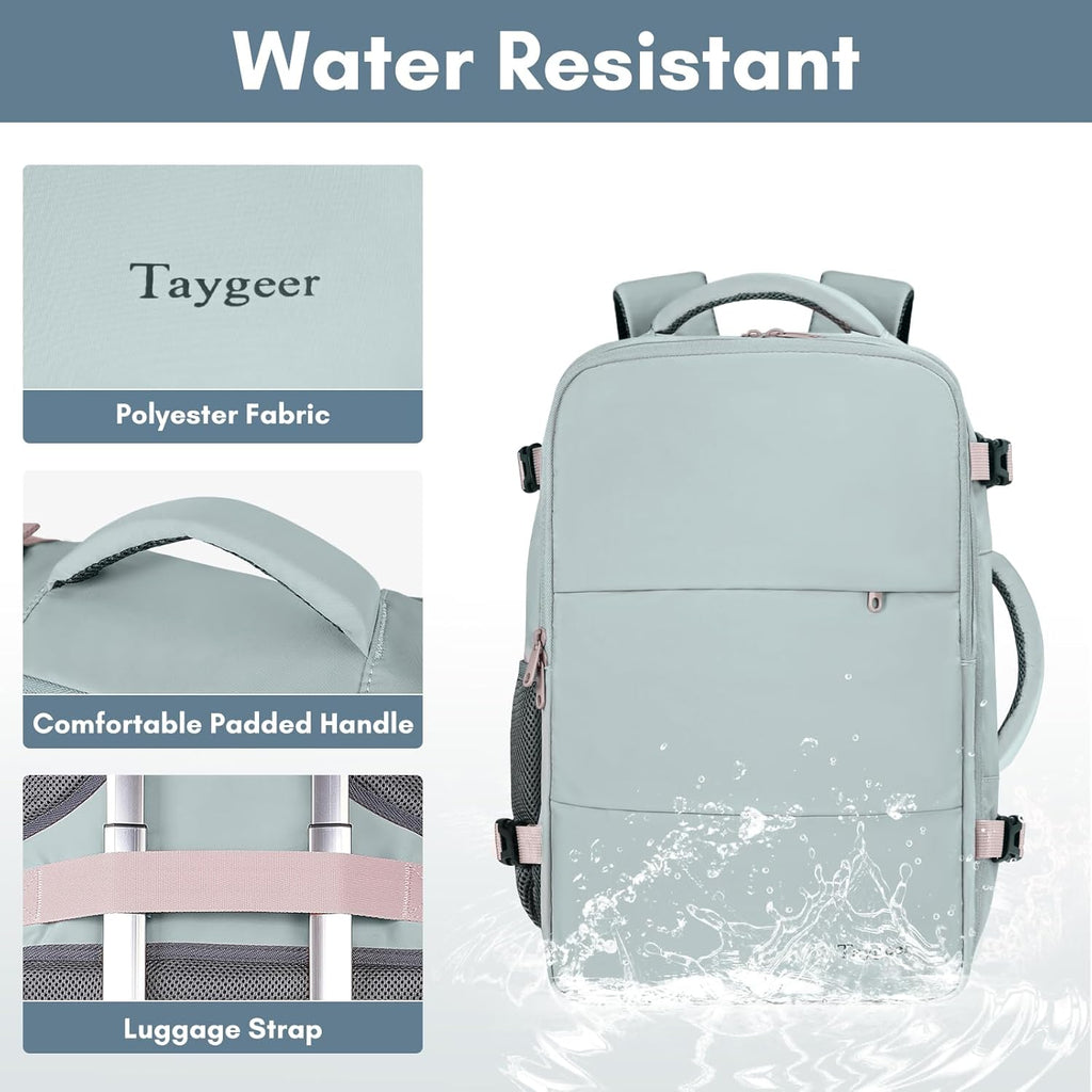 Taygeer Travel Backpack for Women, Carry On Backpack with USB Charging Port & Shoe Pouch, TSA 15.6inch Laptop Mochila Flight Approved, Nurse Bag Casual Daypack for Weekender Business Hiking, Pink