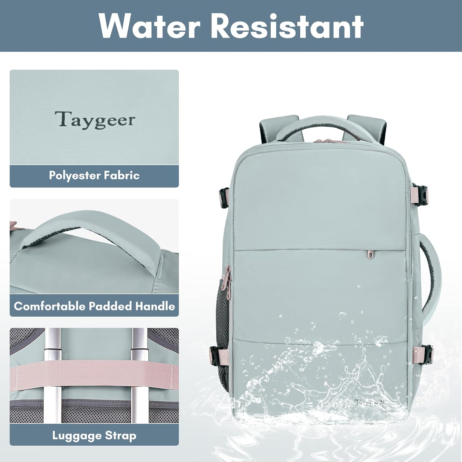 Taygeer Travel Backpack for Women, Carry On Backpack with USB Charging Port & Shoe Pouch, TSA 15.6inch Laptop Mochila Flight Approved, Nurse Bag Casual Daypack for Weekender Business Hiking, Pink