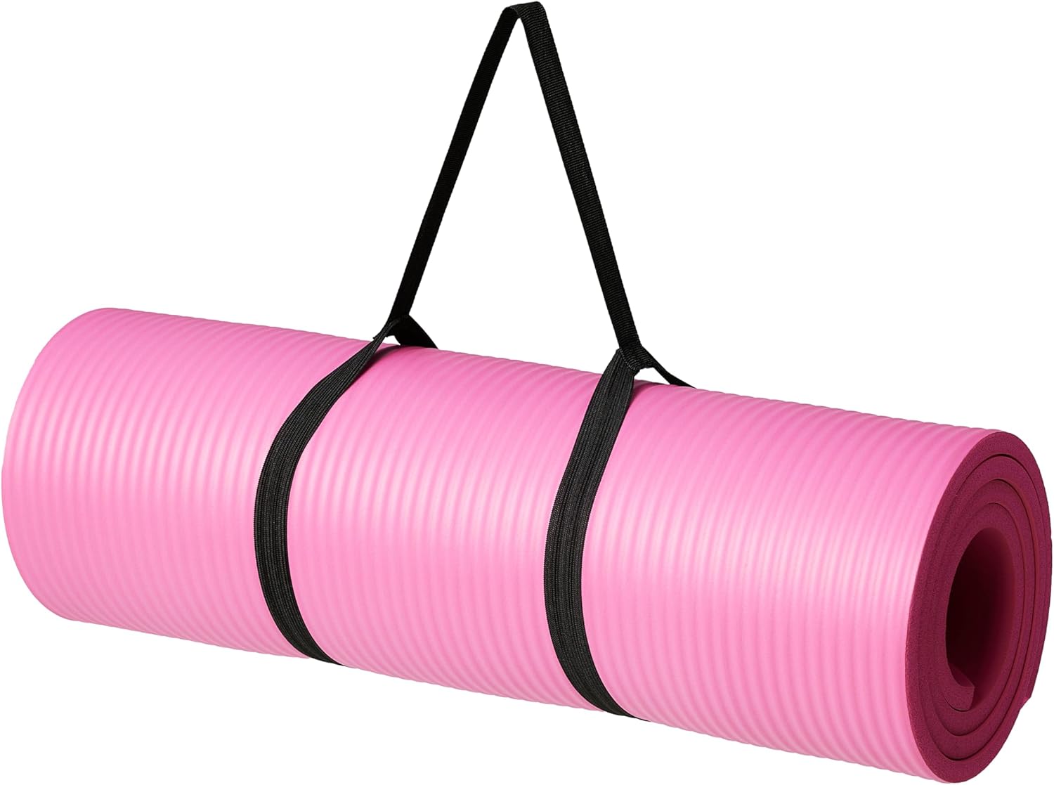 Basics 1/2 Inch Extra Thick Exercise Yoga Mat with Carrying Strap, Cushioned Support, for Fitness and Gym Workouts