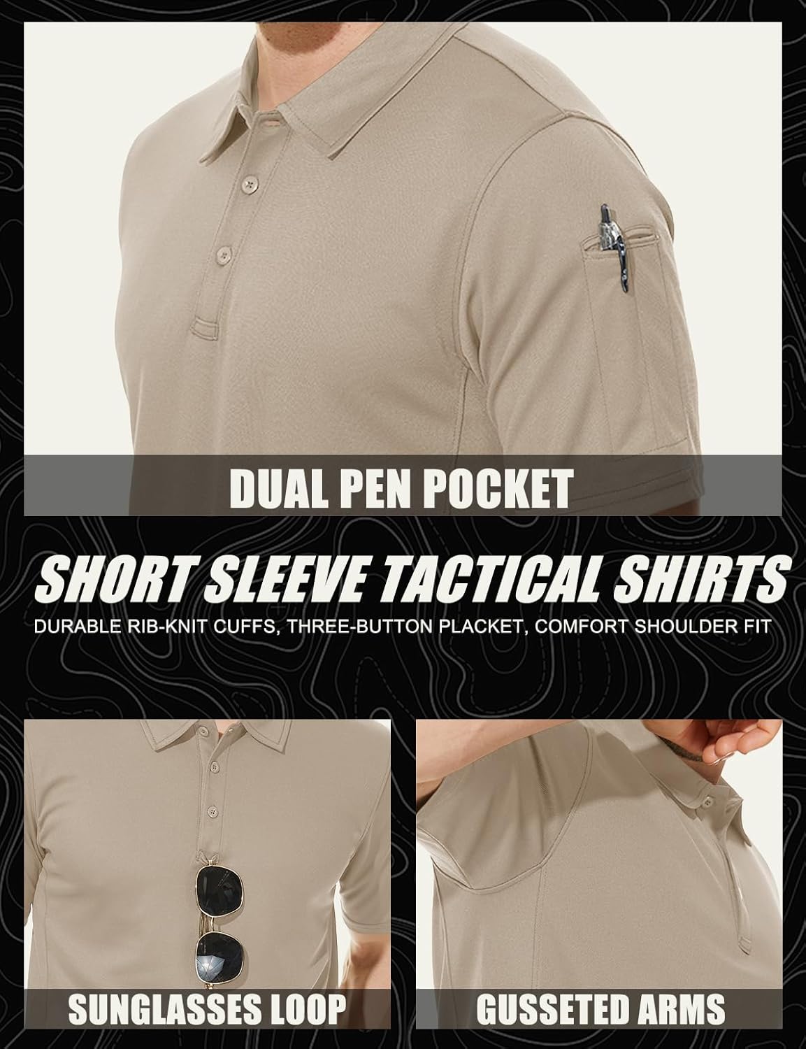 MAGCOMSEN Men's Polo Shirt Quick Dry Performance Short Sleeve Tactical Shirts Pique Jersey Golf Shirt