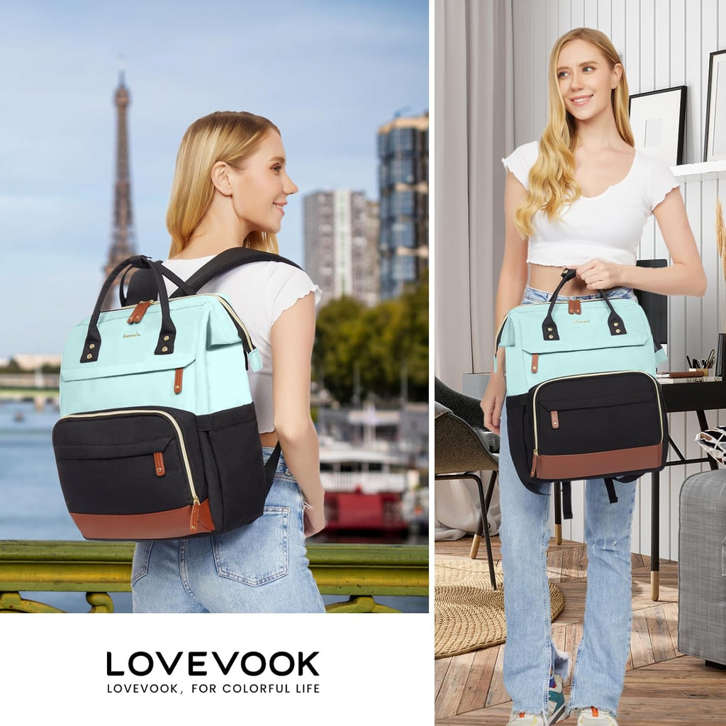 LOVEVOOK Laptop Backpack for Women, 15.6 Inch Work Business Backpacks Purse With Large Capacity, Waterproof Nurse Bag College Bookbag for School, Waterproof Casual Daypack for Travel