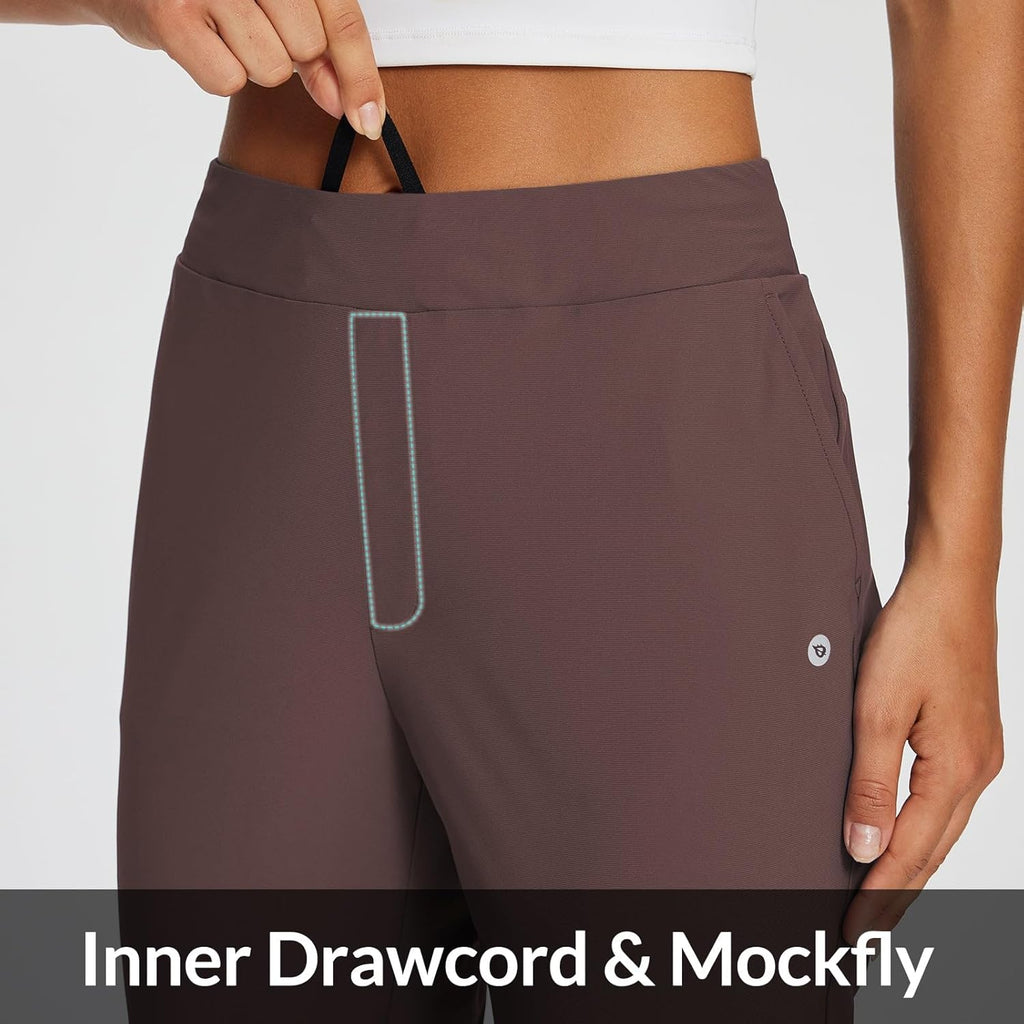 baleaf Womens Travel Pants Lightweight Stretch with Zipper Pockets Petite Ankle Dressy Golf Work Business Casual Slacks