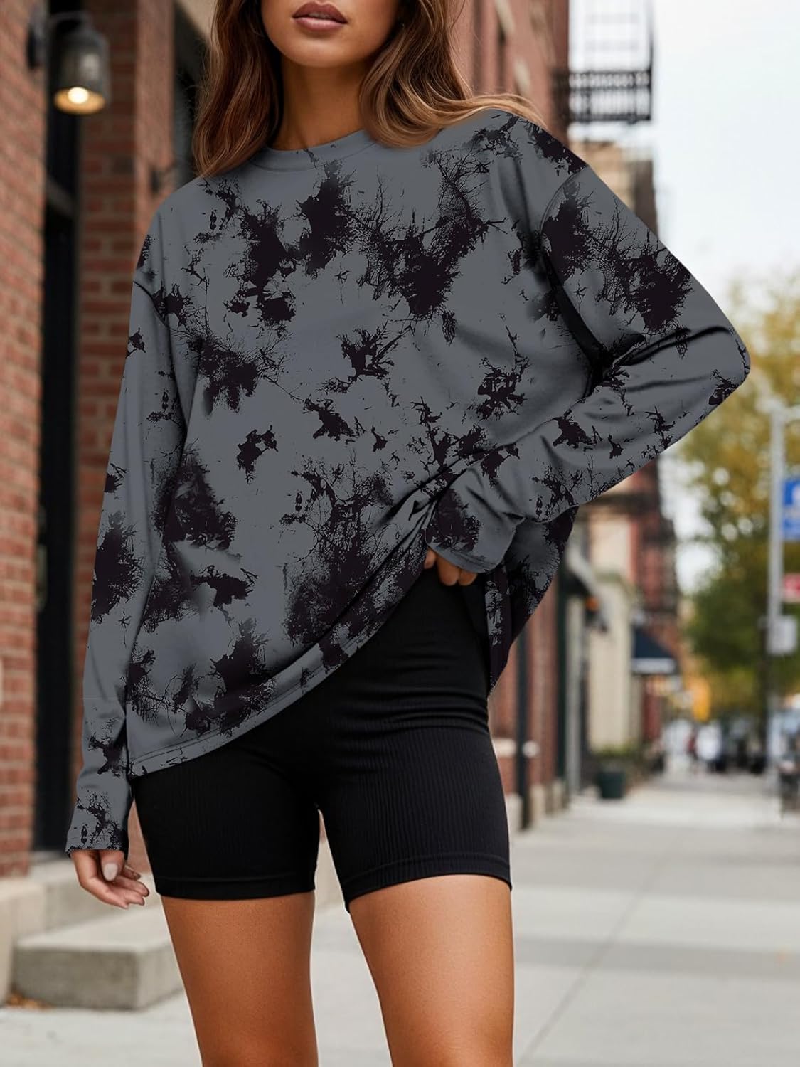 Trendy Queen Womens Oversized Long Sleeve T Shirts 2025 Basic Crewneck Tee Fall Tops Casual Workout Y2K Clothes