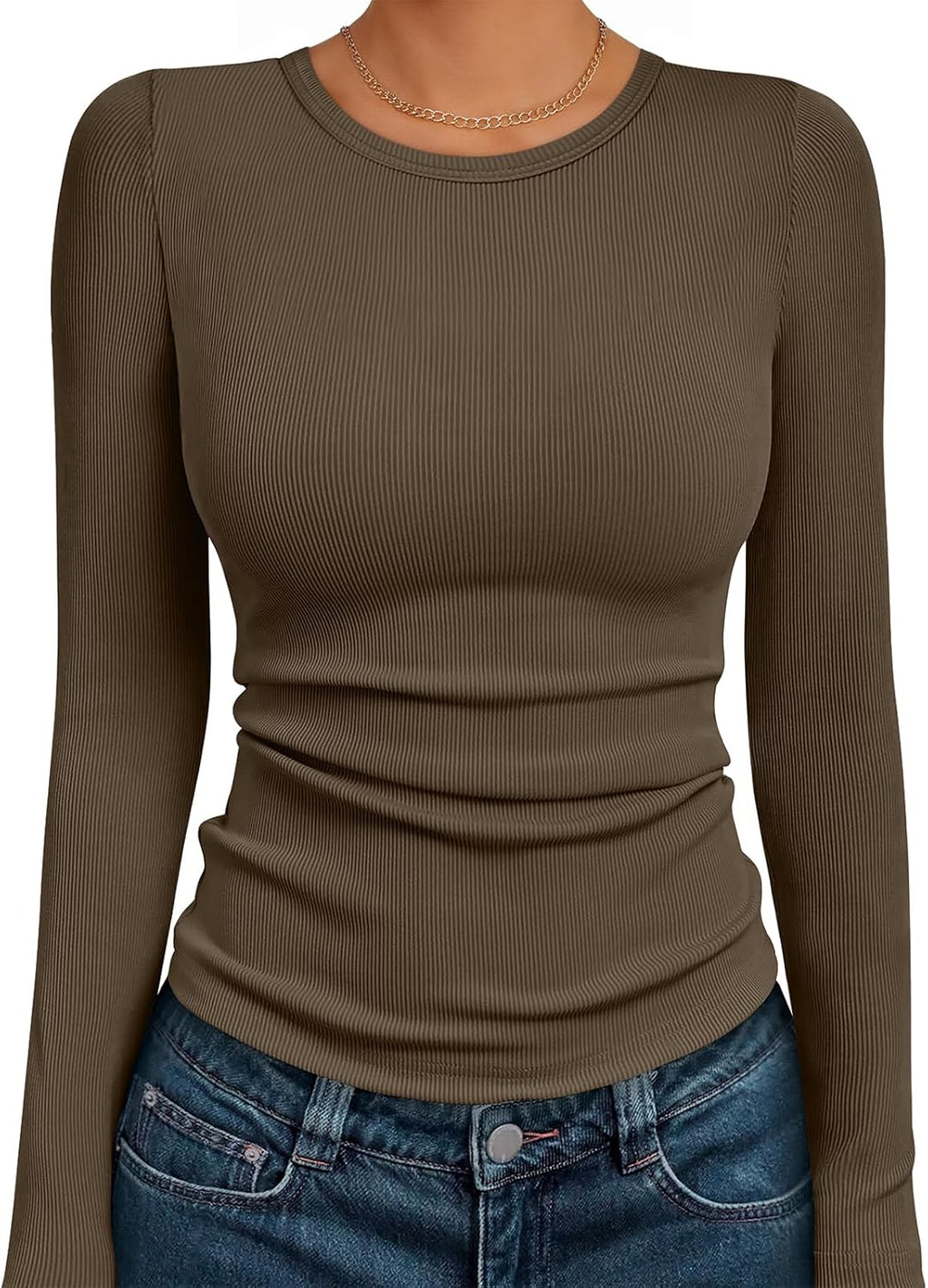 AUTOMET Long Sleeve Shirts Blouses Fall Fashion Ribbed Basic Tops Winter Clothes