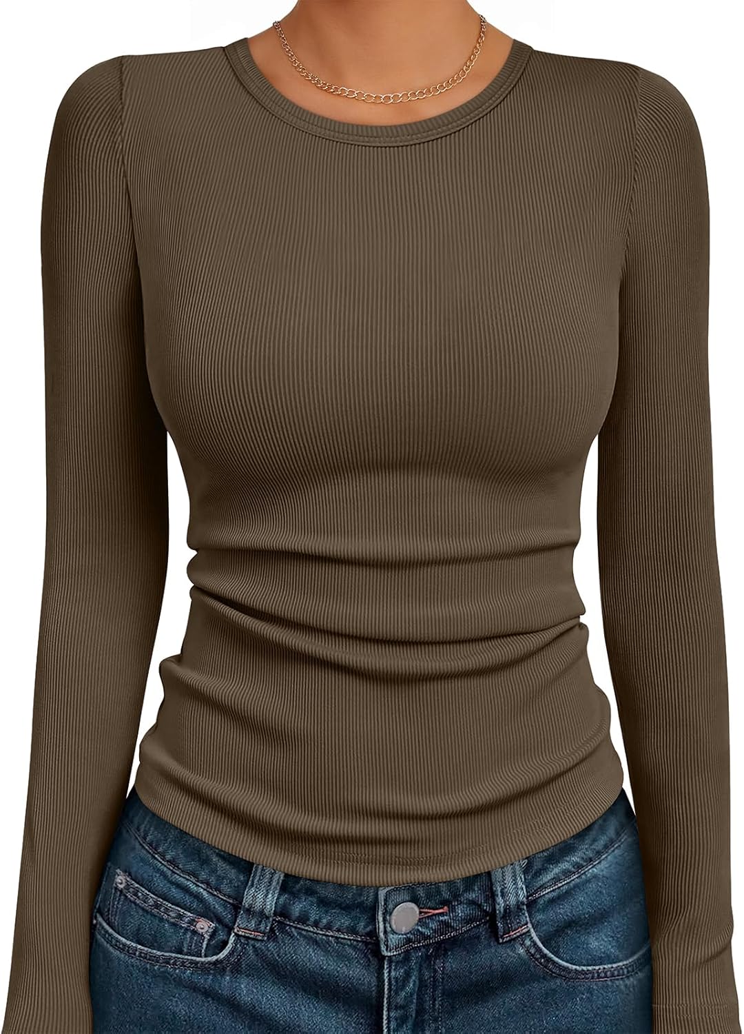 AUTOMET Long Sleeve Shirts Blouses Fall Fashion Ribbed Basic Tops Winter Clothes