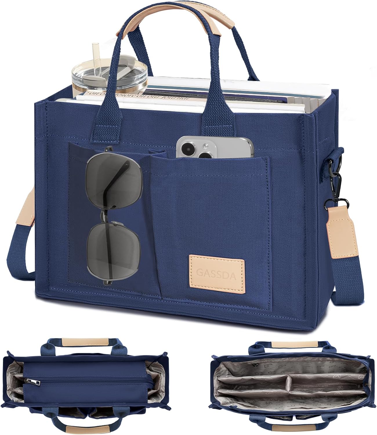 Tote Bags for Women Canvas Tote Purse Crossbody with Pockets Top Handle Shoulder Satchel Bag for Women