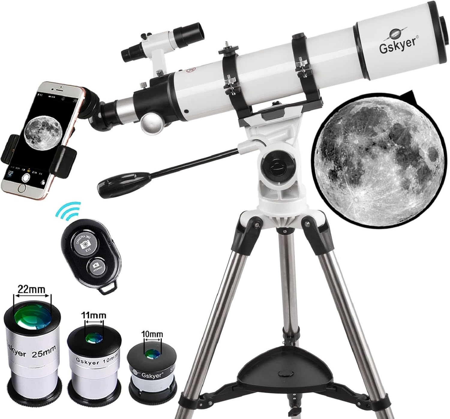 Gskyer Telescope, 70mm Aperture 400mm AZ Mount Astronomical Refracting Telescope for Kids Beginners - Travel Telescope with Carry Bag, Phone Adapter and Wireless Remote.