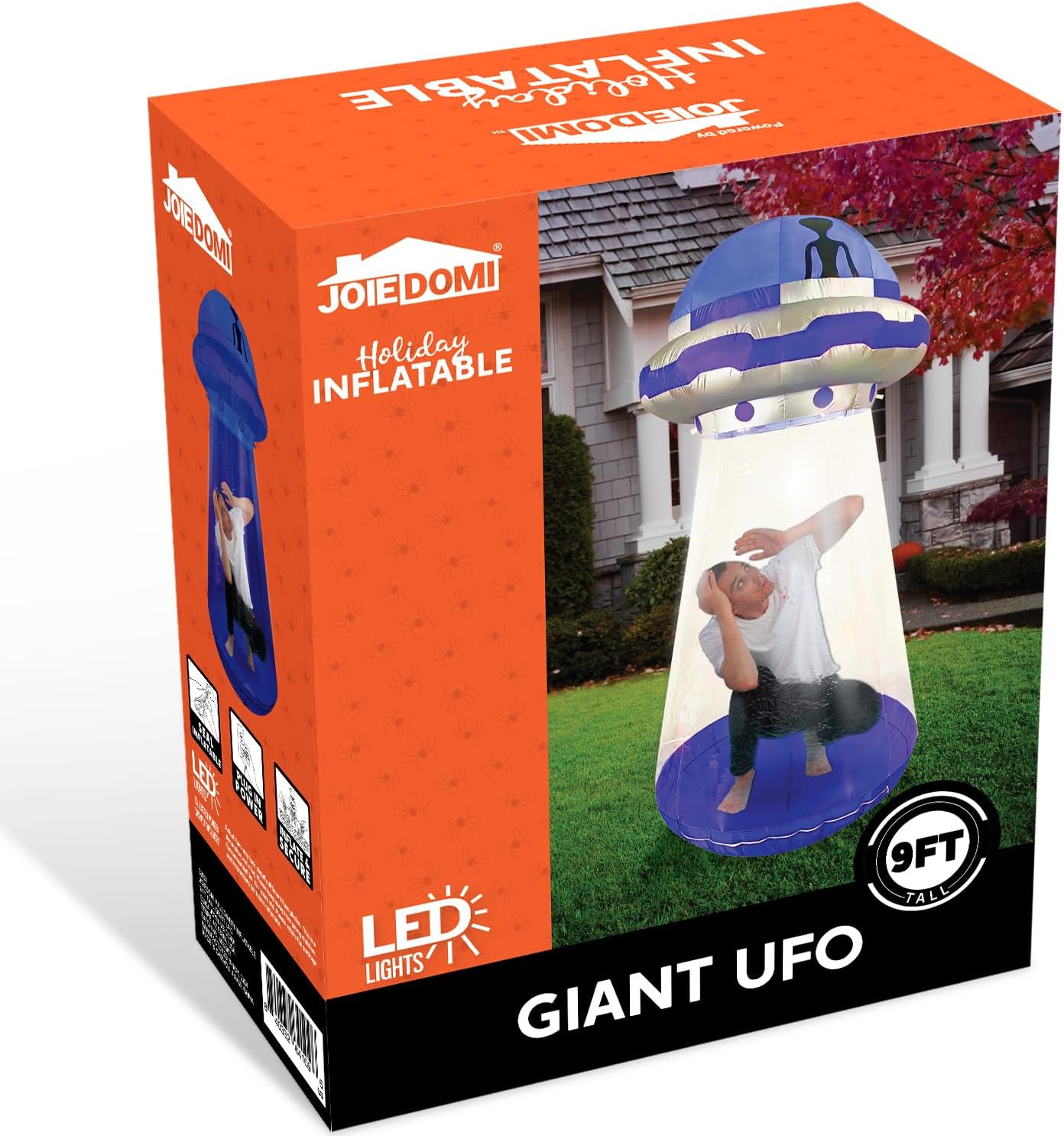 Joiedomi 9 FT Tall Halloween Inflatable UFO Outdoor Decorations, Halloween Blow Ups UFO Alien Decor for Yard Decoration with LEDs for Lawn Garden Party Decor