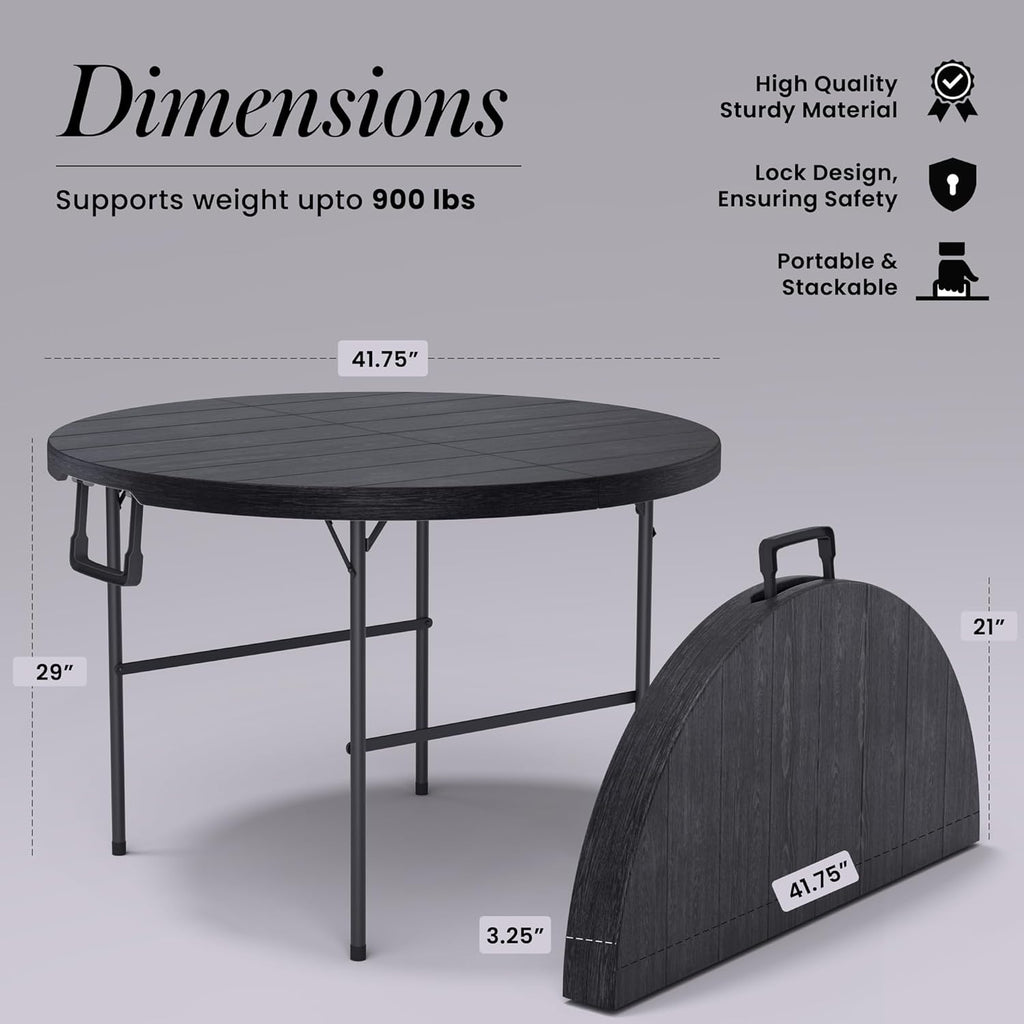 6 Feet Foldable Table with Built in Handle & Steel Legs | Heavy Duty Portable | Perfect for Party, Dining, Wedding, Events, Picnic Indoor, Outdoor, Camping, Utility, Folding