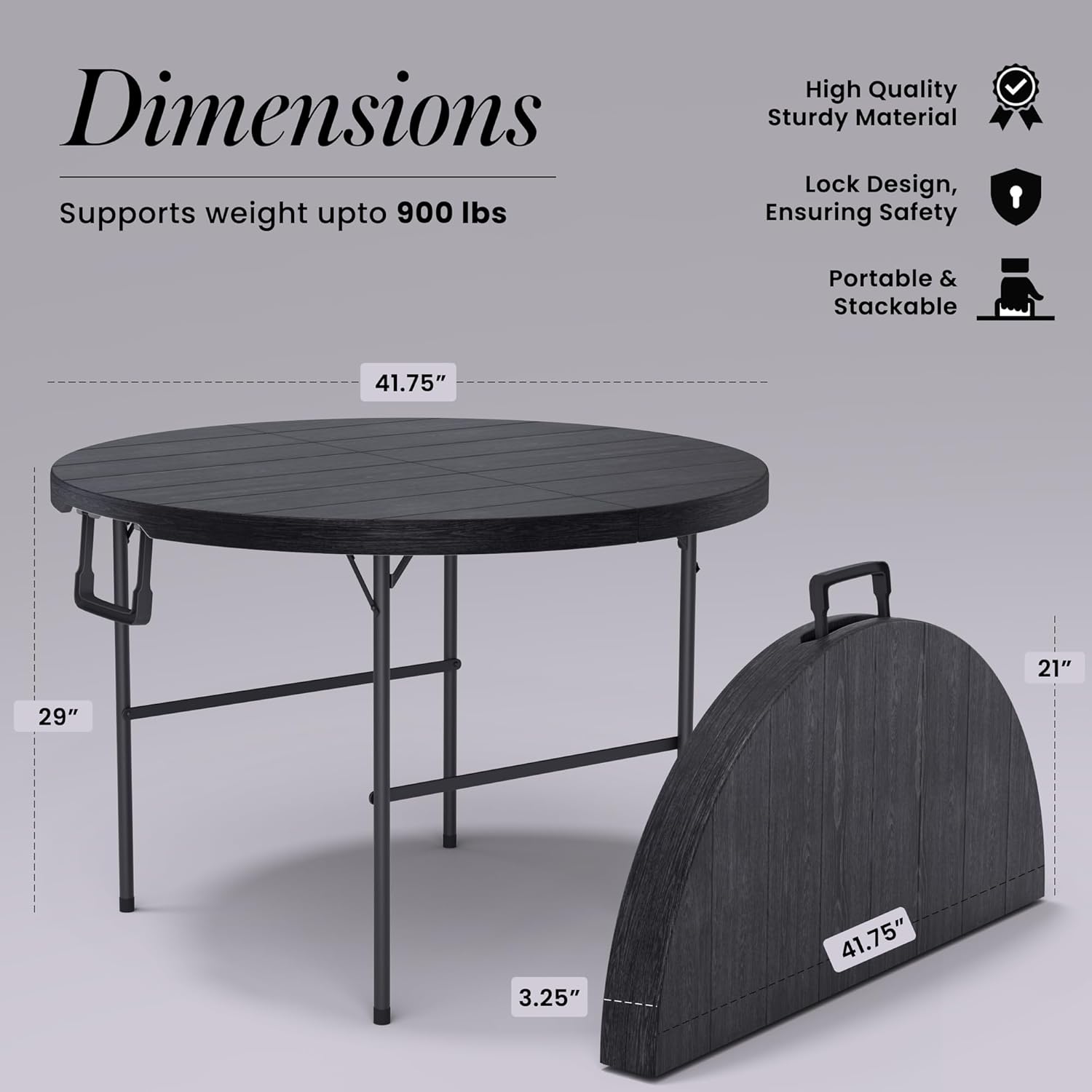 6 Feet Foldable Table with Built in Handle & Steel Legs | Heavy Duty Portable | Perfect for Party, Dining, Wedding, Events, Picnic Indoor, Outdoor, Camping, Utility, Folding