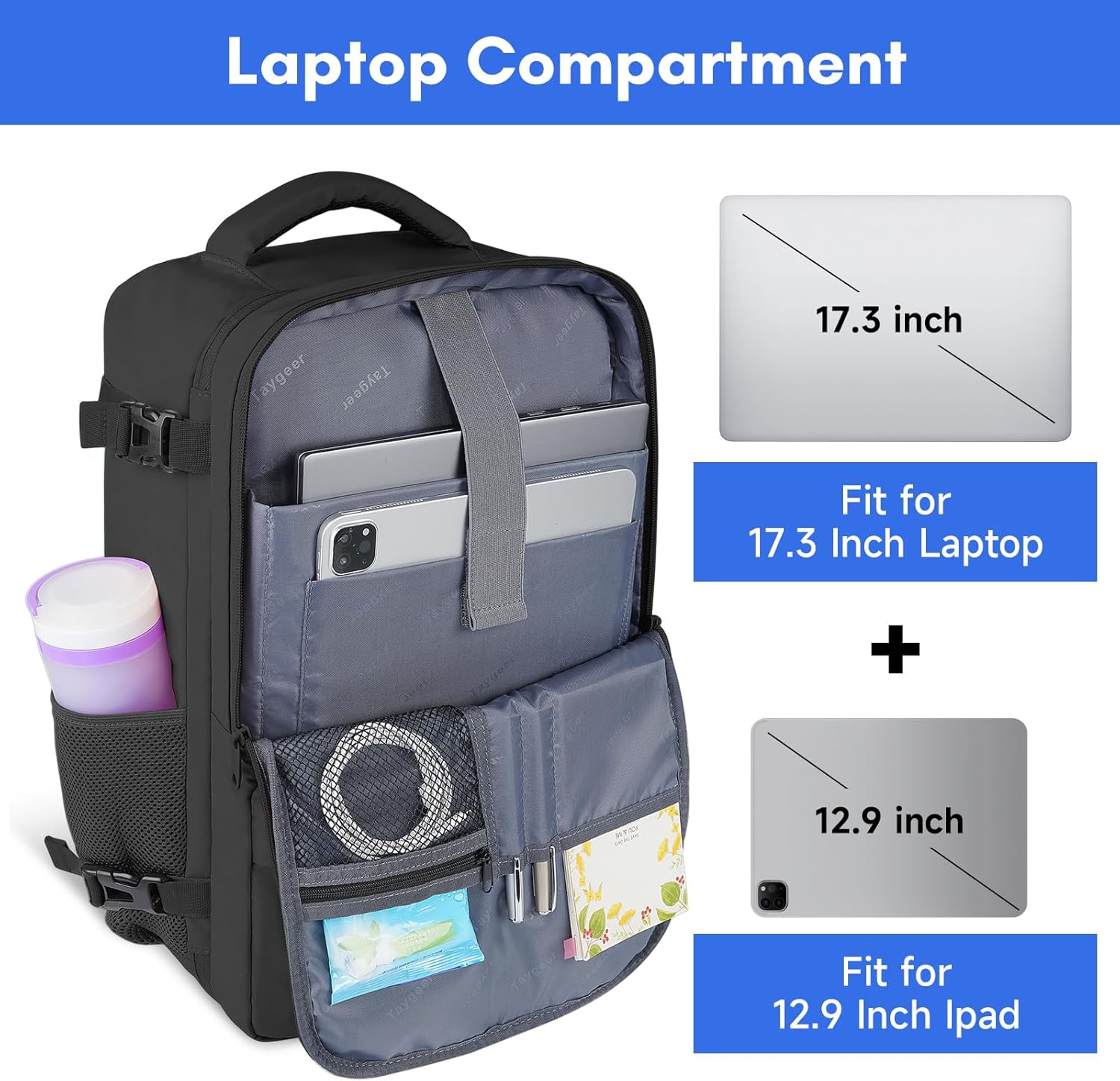 Taygeer Travel Backpack for Women, Carry On Backpack with USB Charging Port & Shoe Pouch, TSA 15.6inch Laptop Mochila Flight Approved, Nurse Bag Casual Daypack for Weekender Business Hiking, Pink