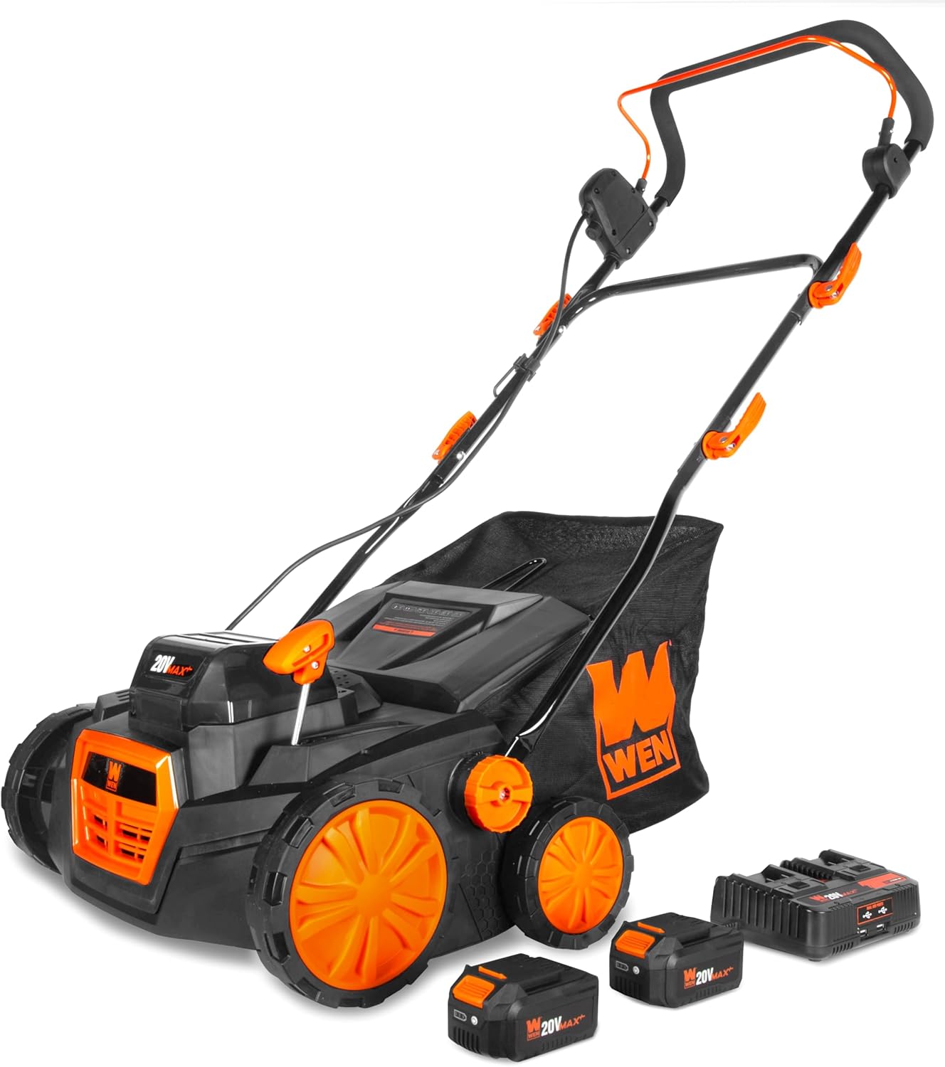 WEN DT1516 16-Inch 15-Amp 2-in-1 Electric Dethatcher and Scarifier with Collection Bag, Black