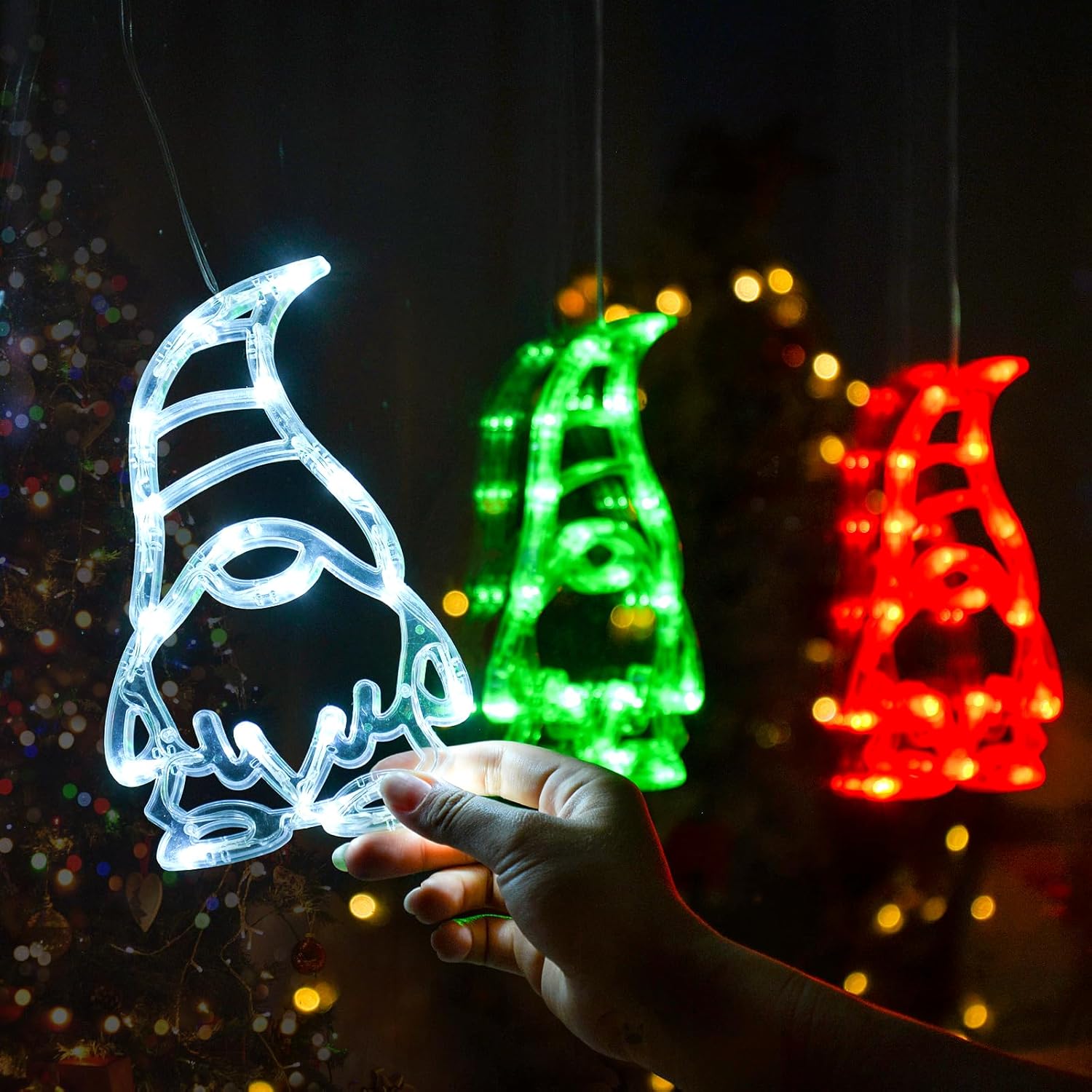 LOLStar Halloween Lights Decorations 2025 3-Pack Orange Pumpkin White Ghost Purple Bat Window Lights with Suction Cups, Battery Operated Halloween LED Lights Window Decor Slow Fade Mode and Timer