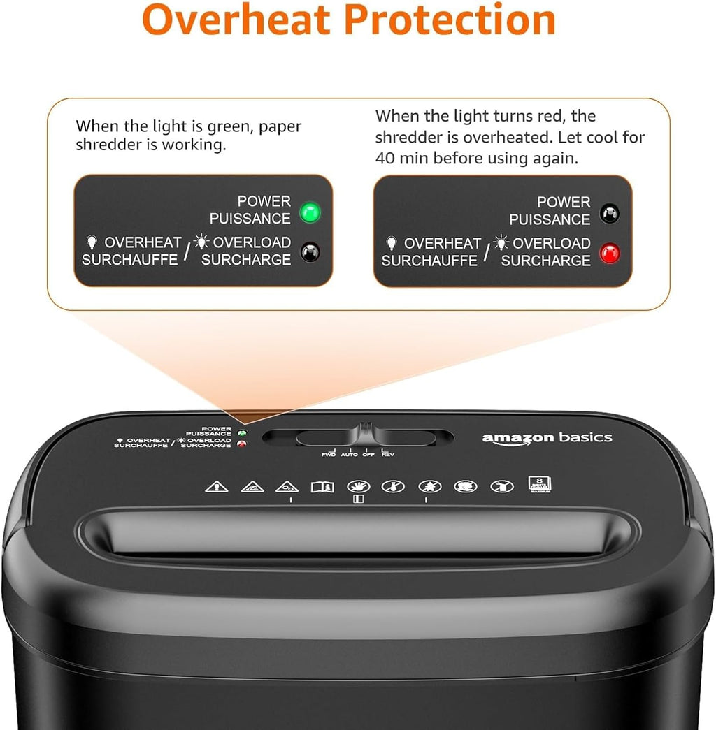 Basics 8-Sheet Cross Cut Paper Shredder and Credit Card Shredder - Black