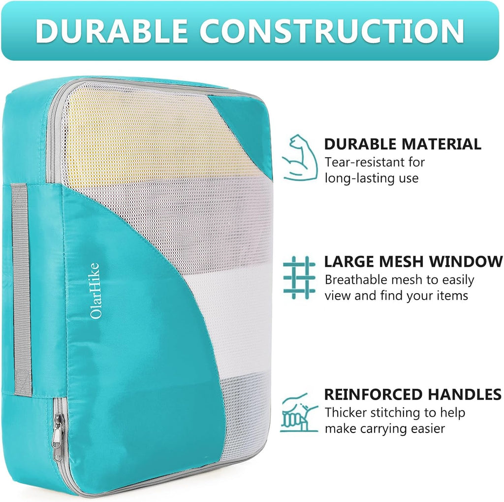 10 Set/8 Set Packing Cubes for Travel, Gifts for Women Mom,Anti-Tearing Suitcase Organizer for Luggage with Shoe & Hanging Toiletry Bag,OlarHike Vacation Essentials & Accessories for Cruise Ship,Cream