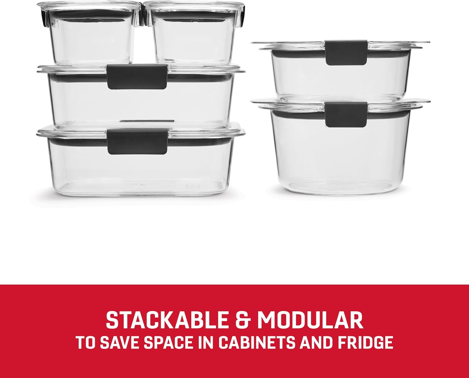 Rubbermaid Brilliance Food Storage Containers BPA Free Airtight Lids Ideal for Lunch Meal Prep & Leftovers Set of 5 (3.2 Cup)