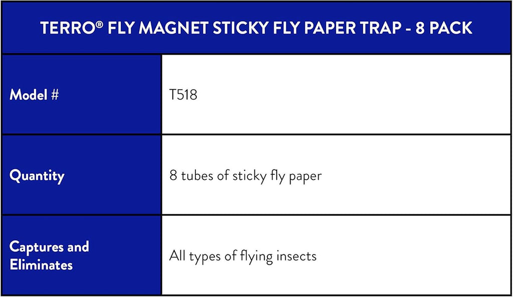 TERRO T518 Fly Magnet Indoor Housefly, 8 Count Pack, Sticky Fly Trap Indoor Hanging
